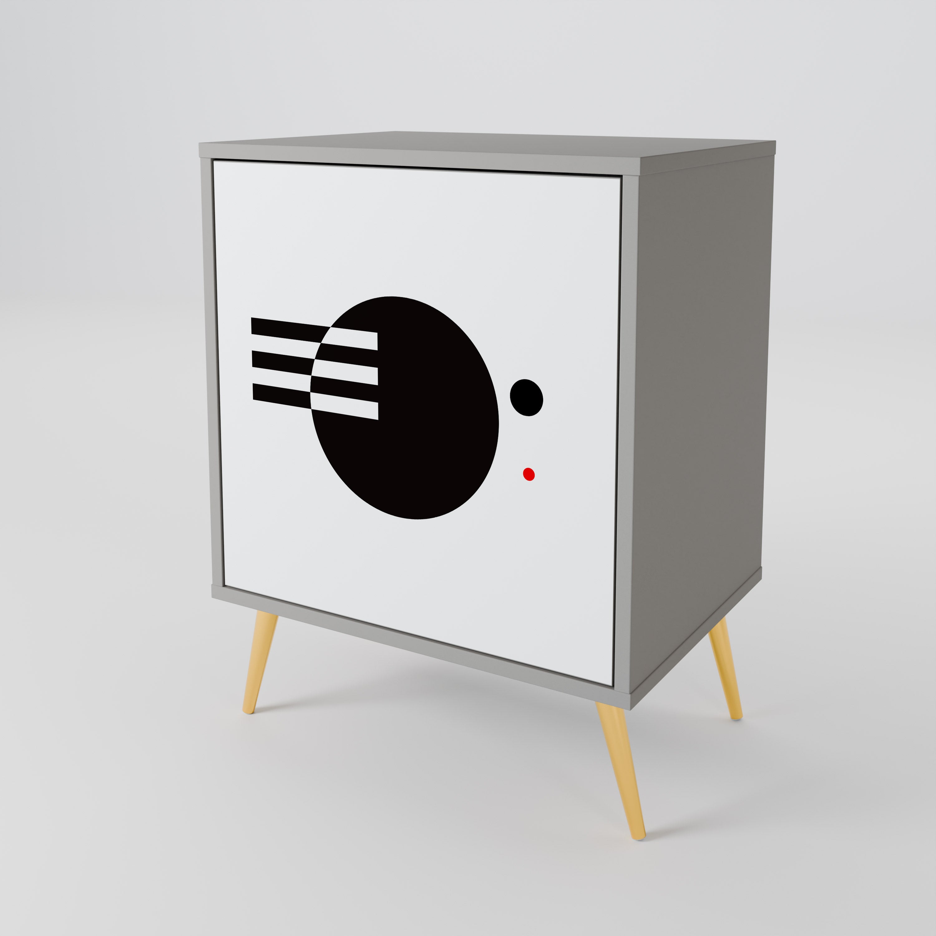 BLACK AND WHITE COMBINATION Komoda 1-drzwiowa korpus Szary