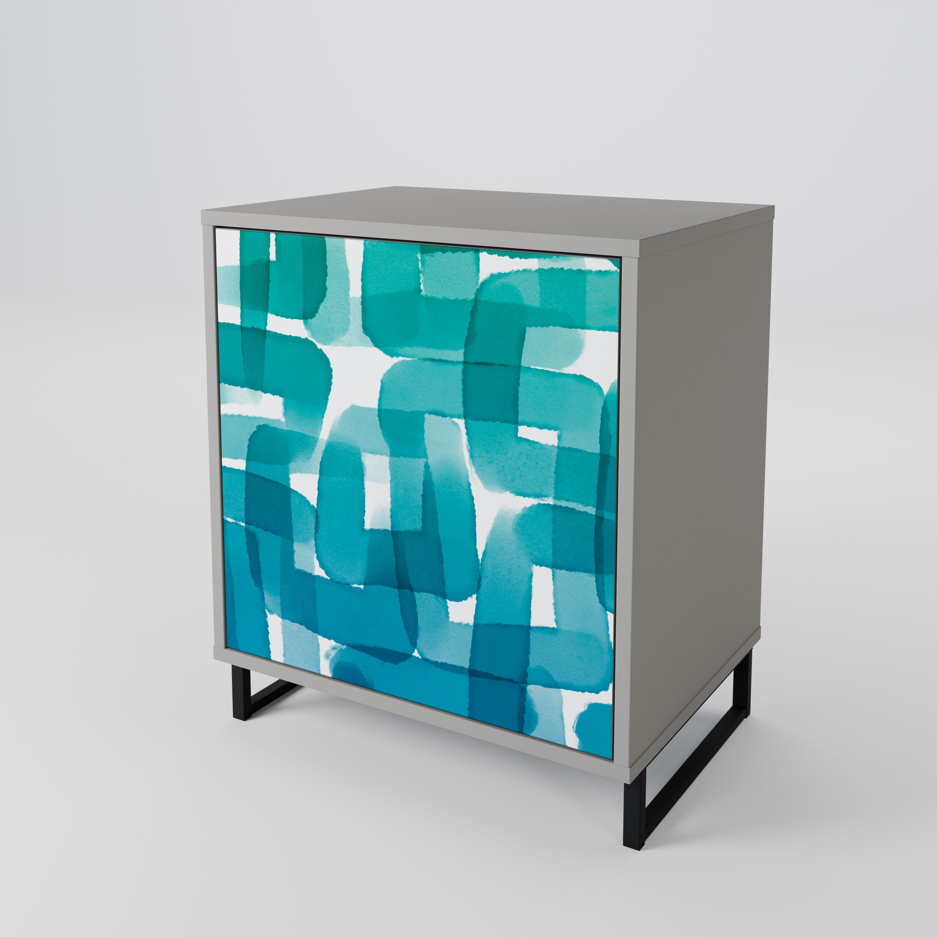 TURQUOISE RECTANGLES Komoda 1-drzwiowa korpus Szary