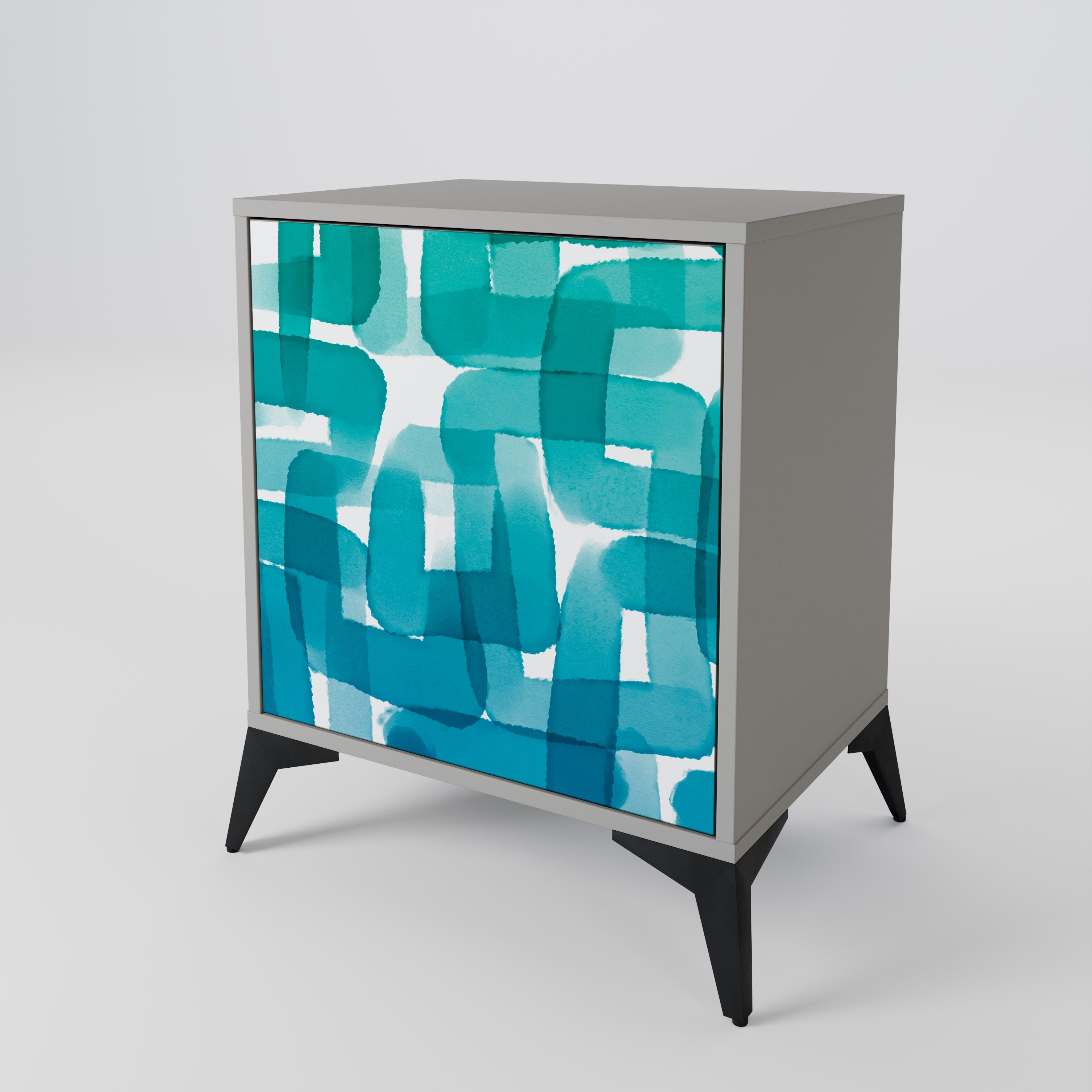 TURQUOISE RECTANGLES Komoda 1-drzwiowa korpus Szary