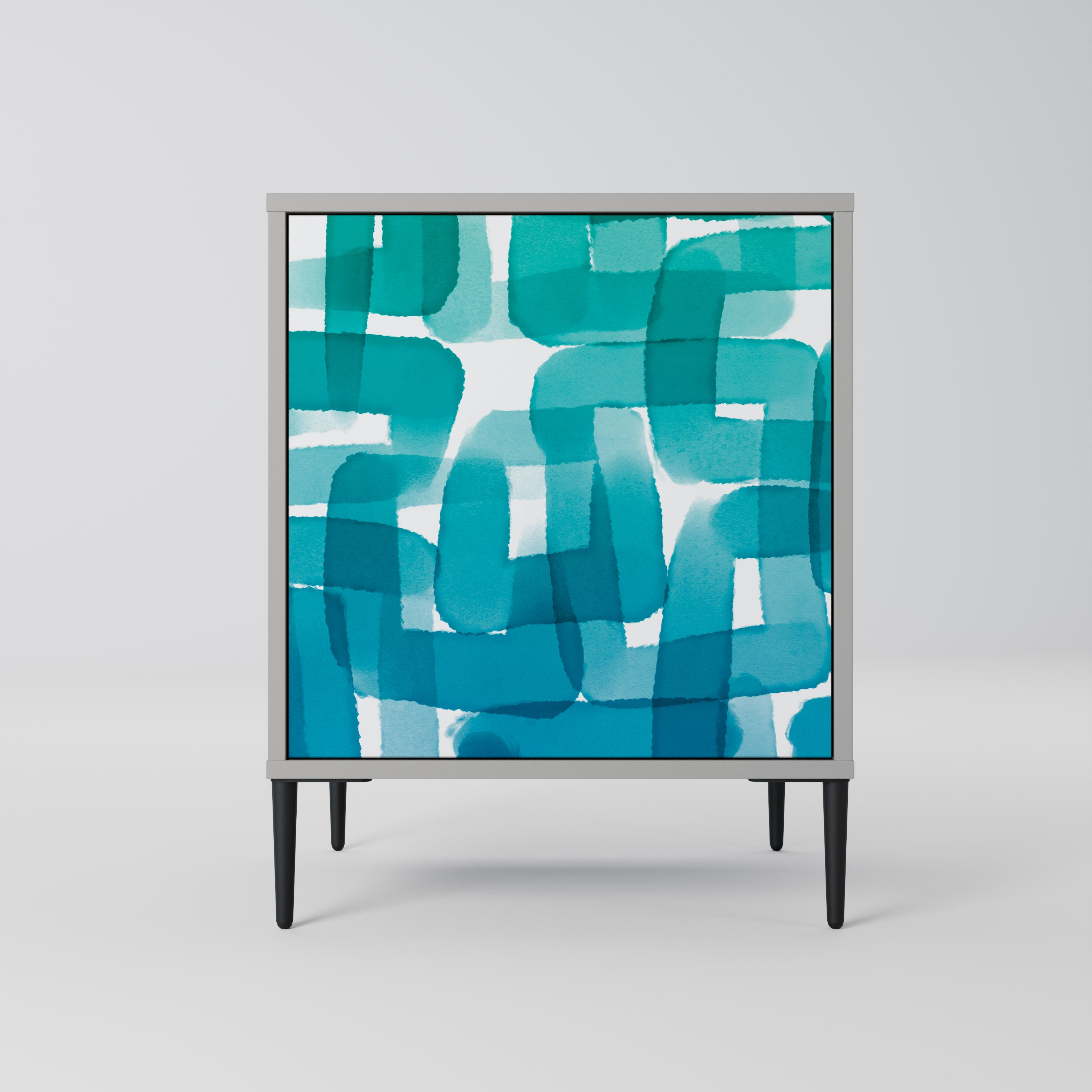TURQUOISE RECTANGLES Komoda 1-drzwiowa korpus Szary