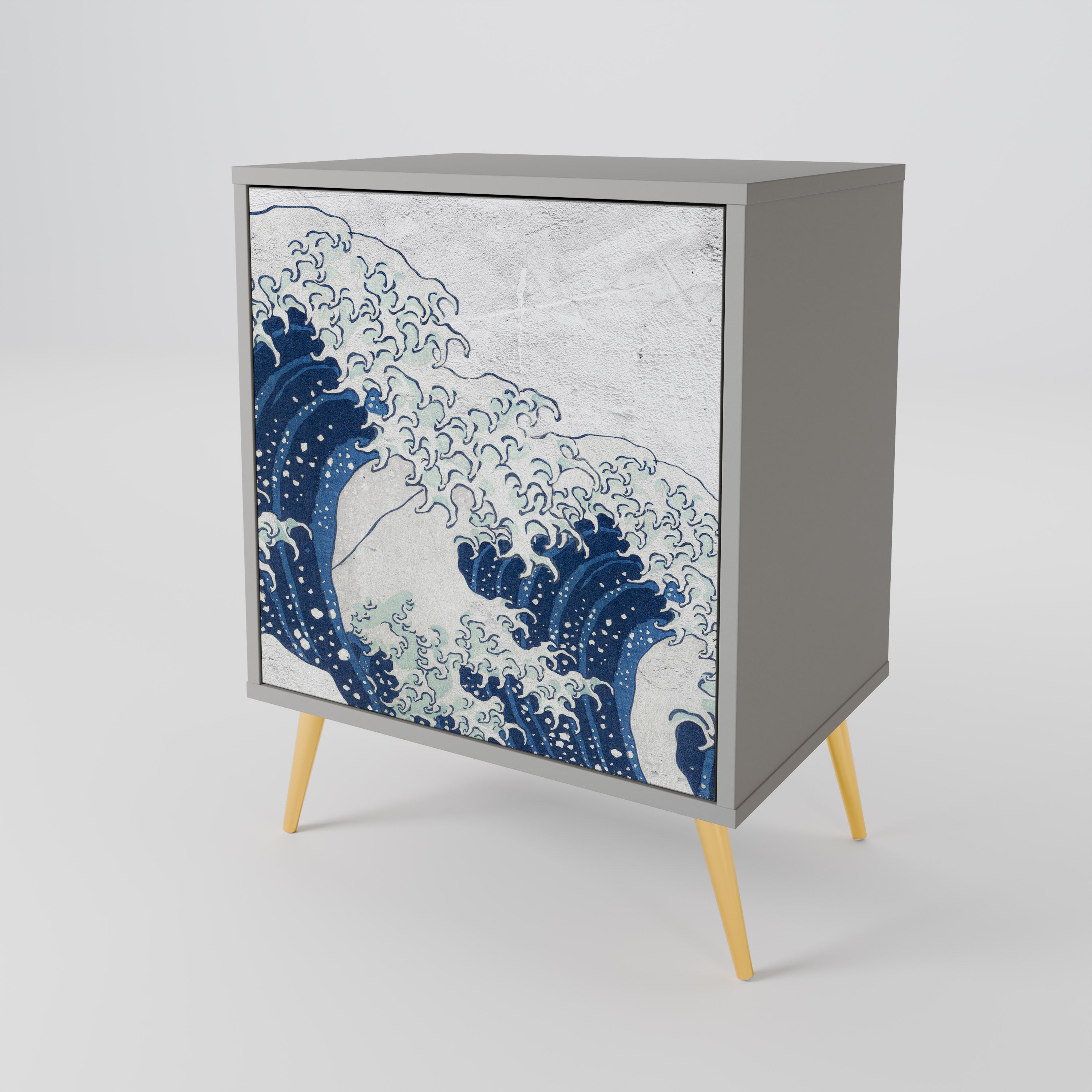THE GREAT WAVE AT KANAGAWA Komoda 1-drzwiowa korpus Szary