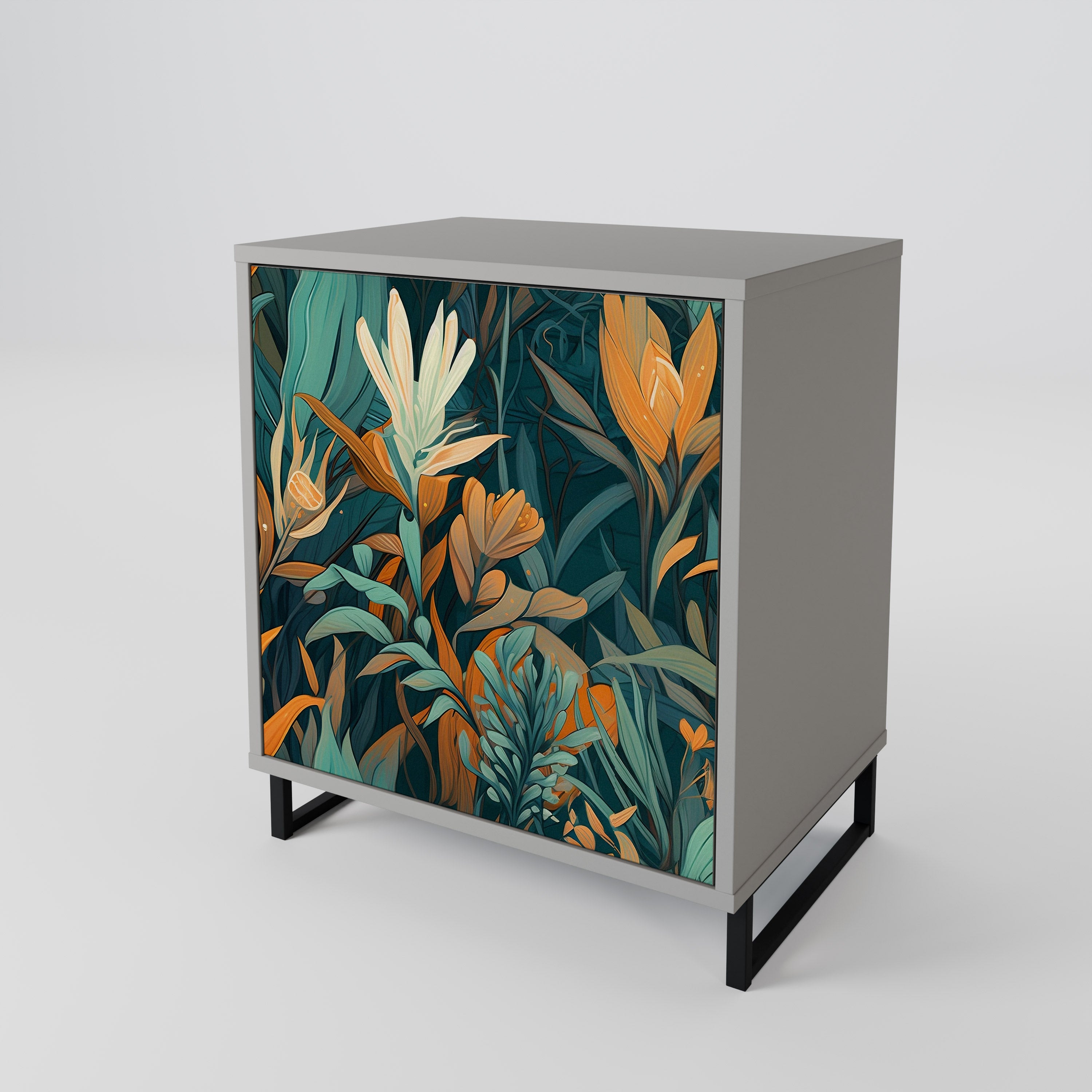 FLORAL SERENITY Komoda 1-drzwiowa korpus Szary