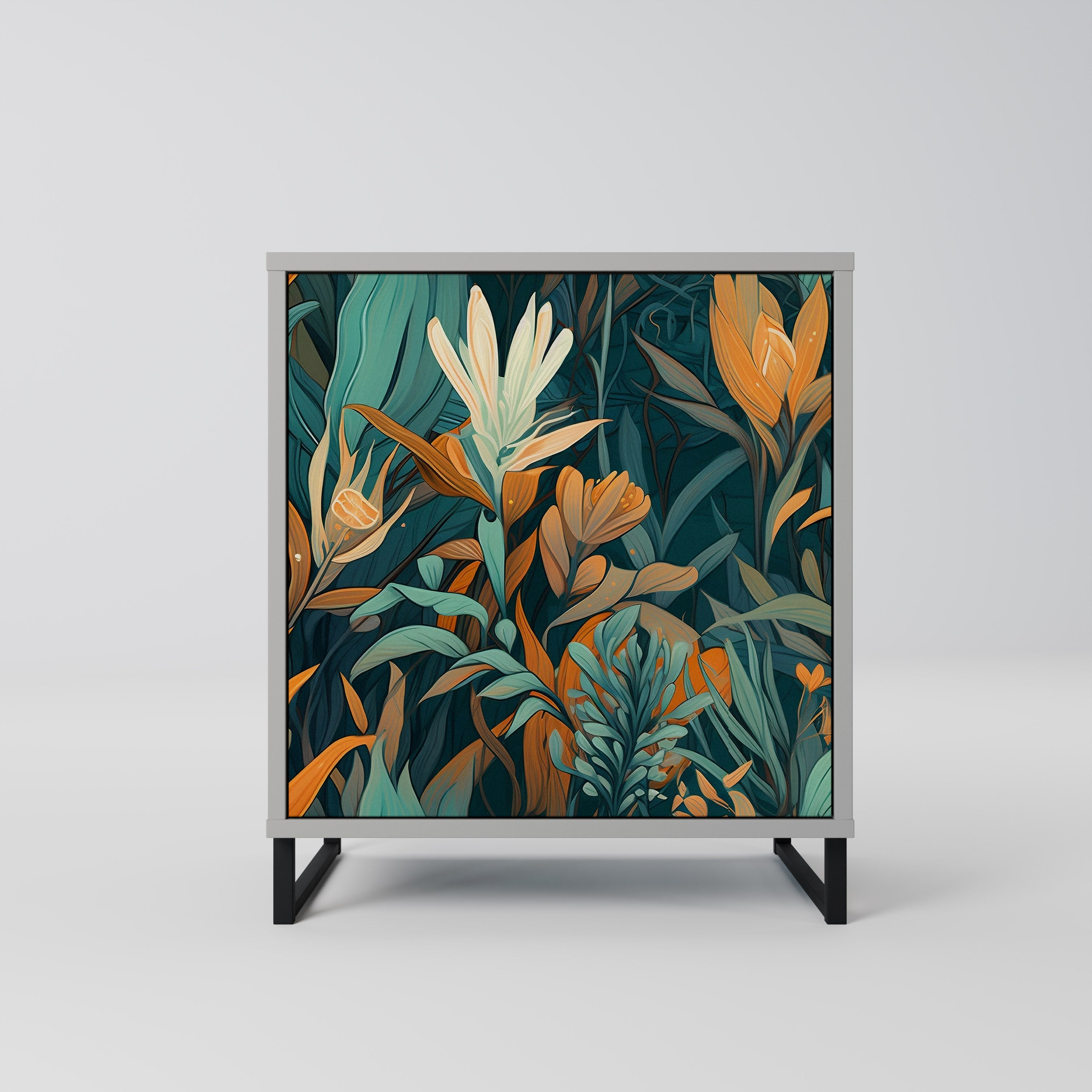 FLORAL SERENITY Komoda 1-drzwiowa korpus Szary