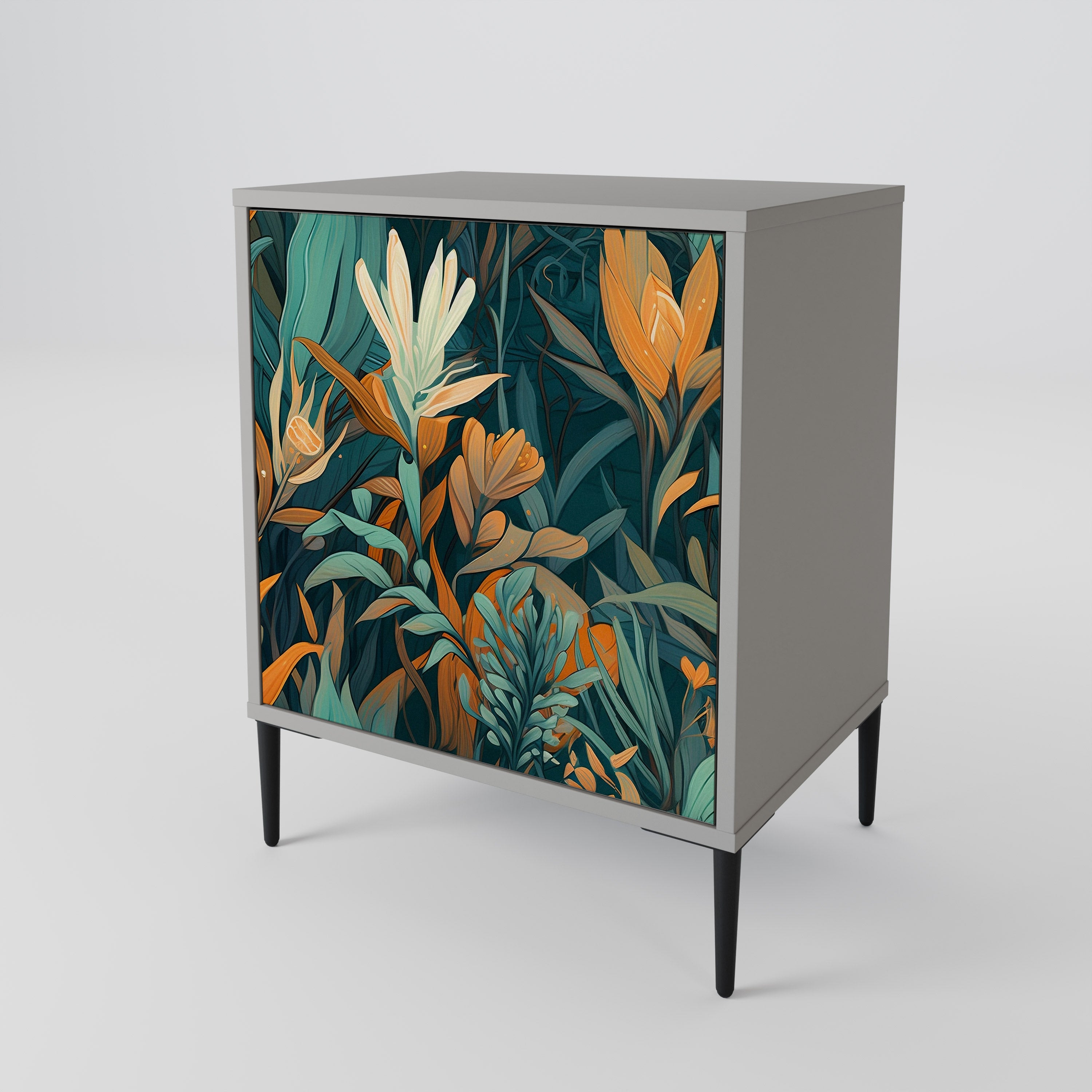 FLORAL SERENITY Komoda 1-drzwiowa korpus Szary