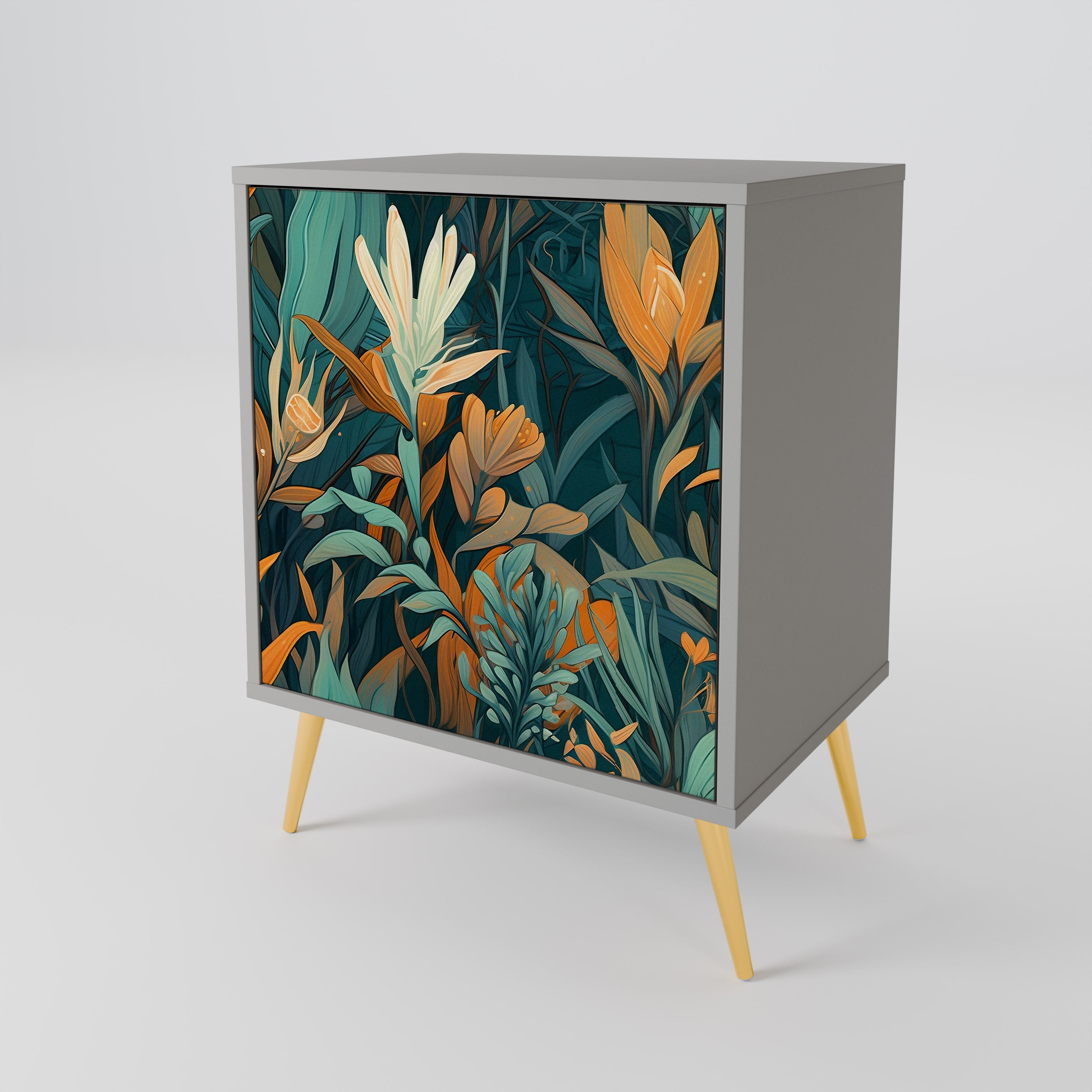 FLORAL SERENITY Komoda 1-drzwiowa korpus Szary
