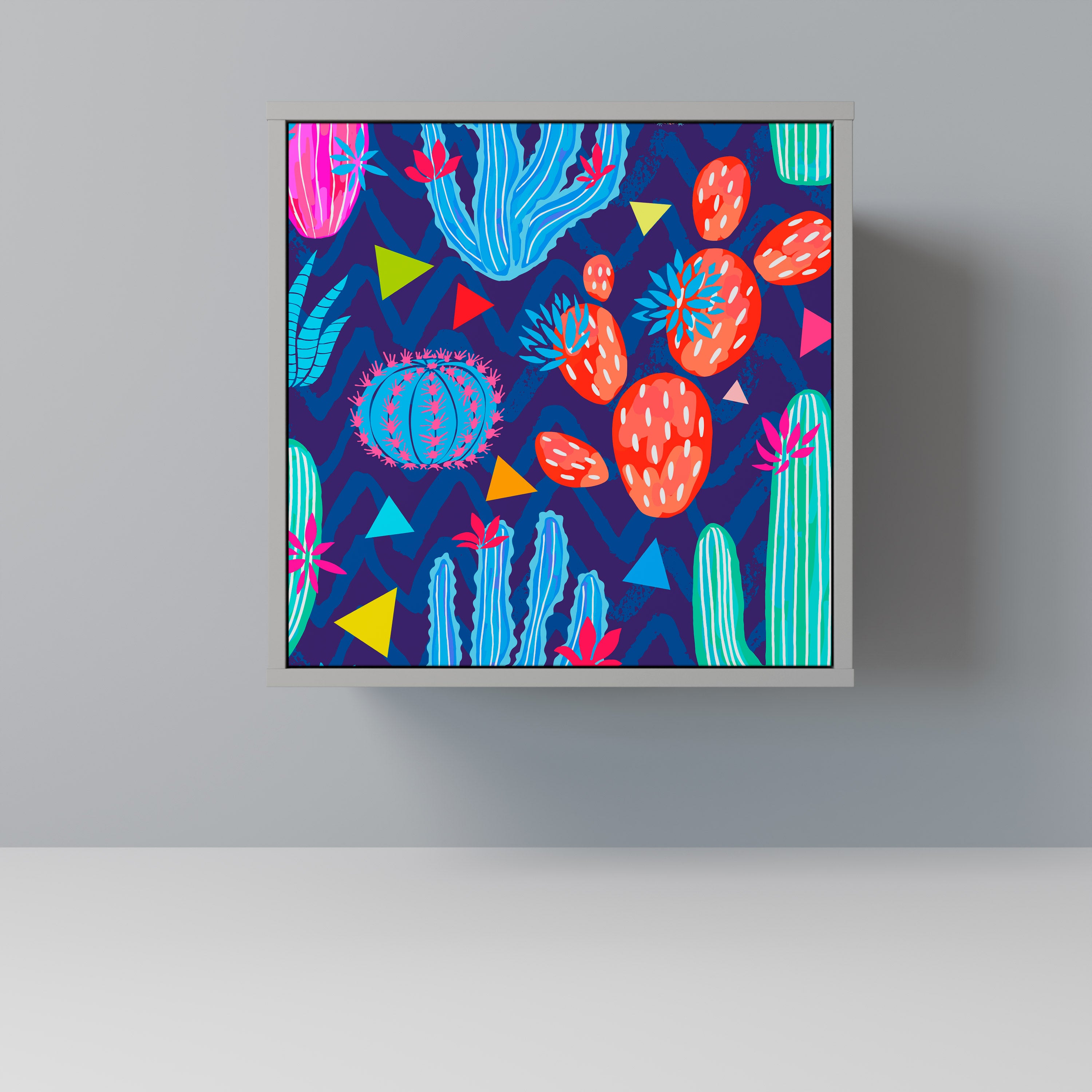 CACTUS VIBES Komoda 1-drzwiowa korpus Szary