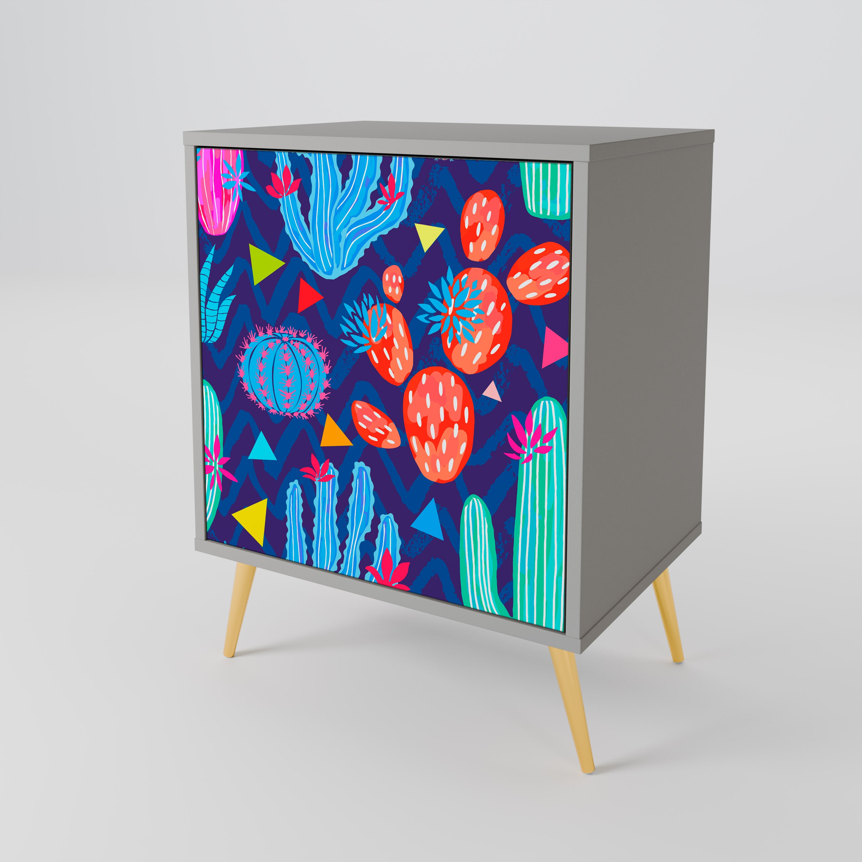 CACTUS VIBES Komoda 1-drzwiowa korpus Szary