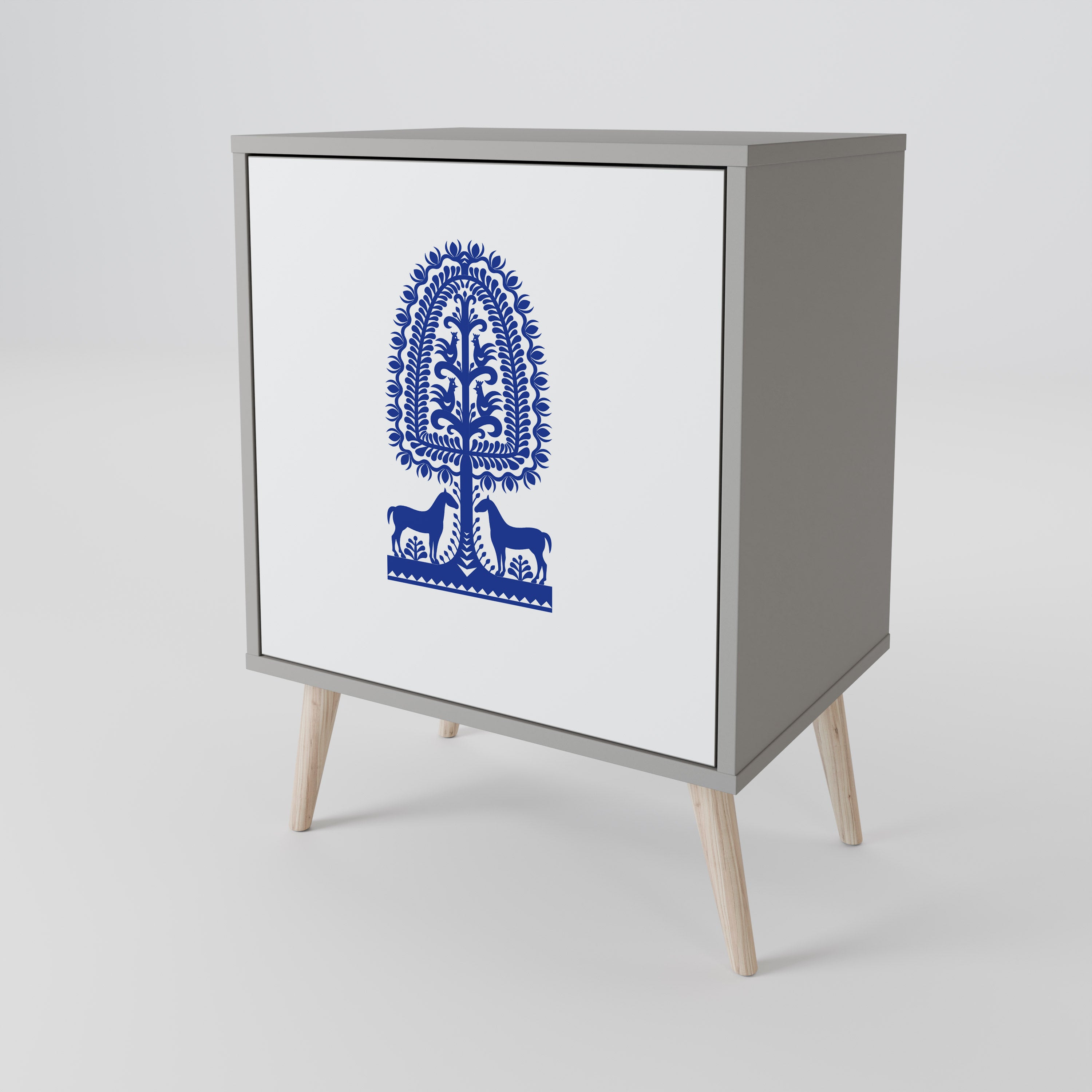 POLISH FOLK ART Komoda 1-drzwiowa korpus Szary