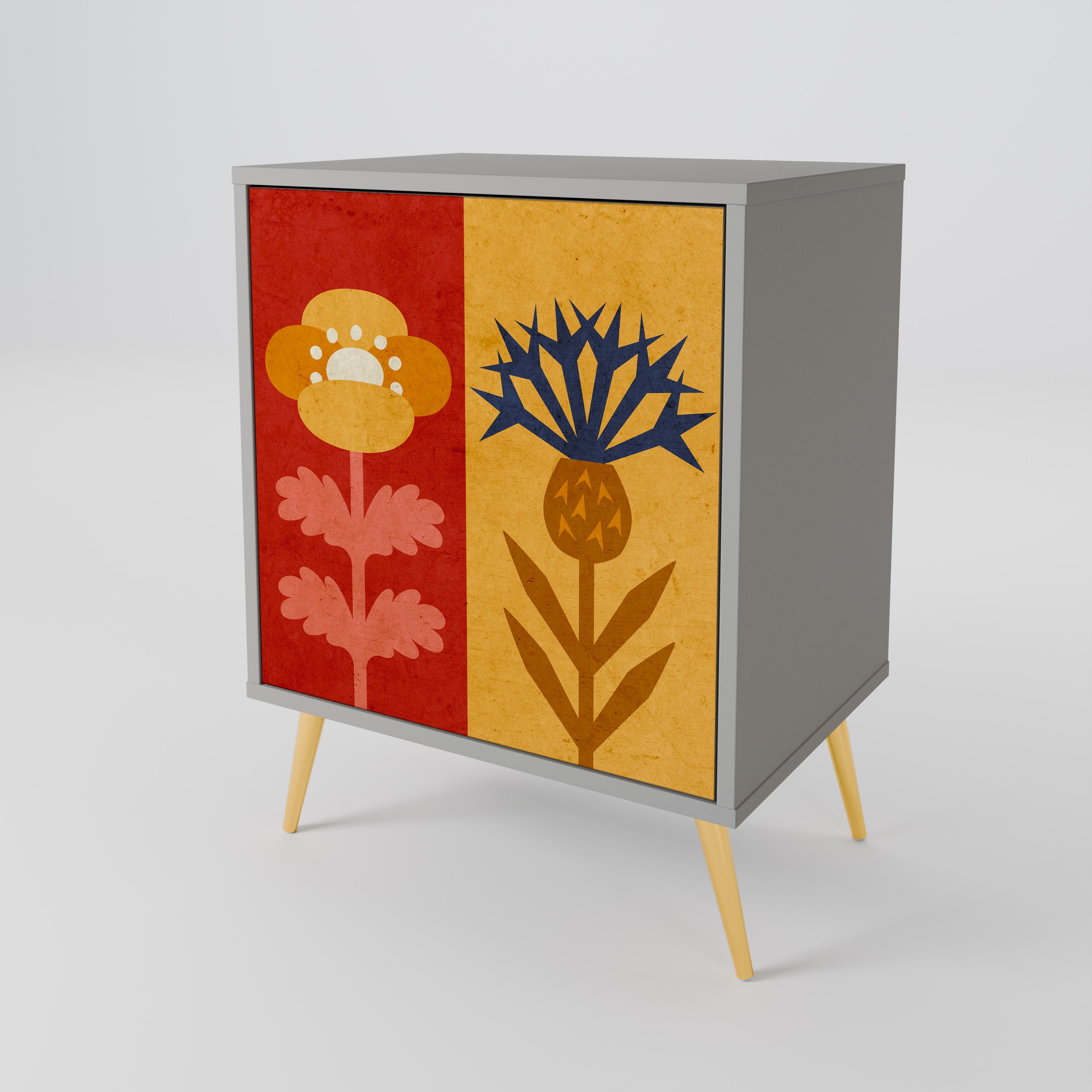 SCANDIC FLOWERET Komoda 1-drzwiowa korpus Szary