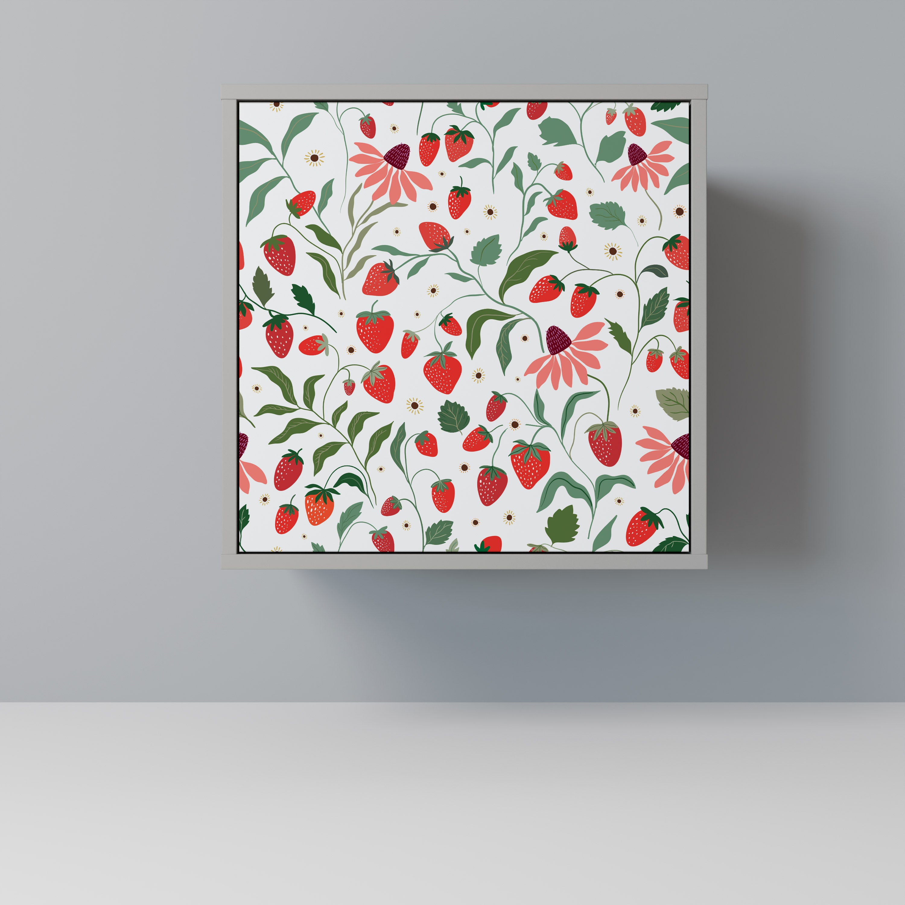 FLOWERS AND STRAWBERRIES Komoda 1-drzwiowa korpus Szary