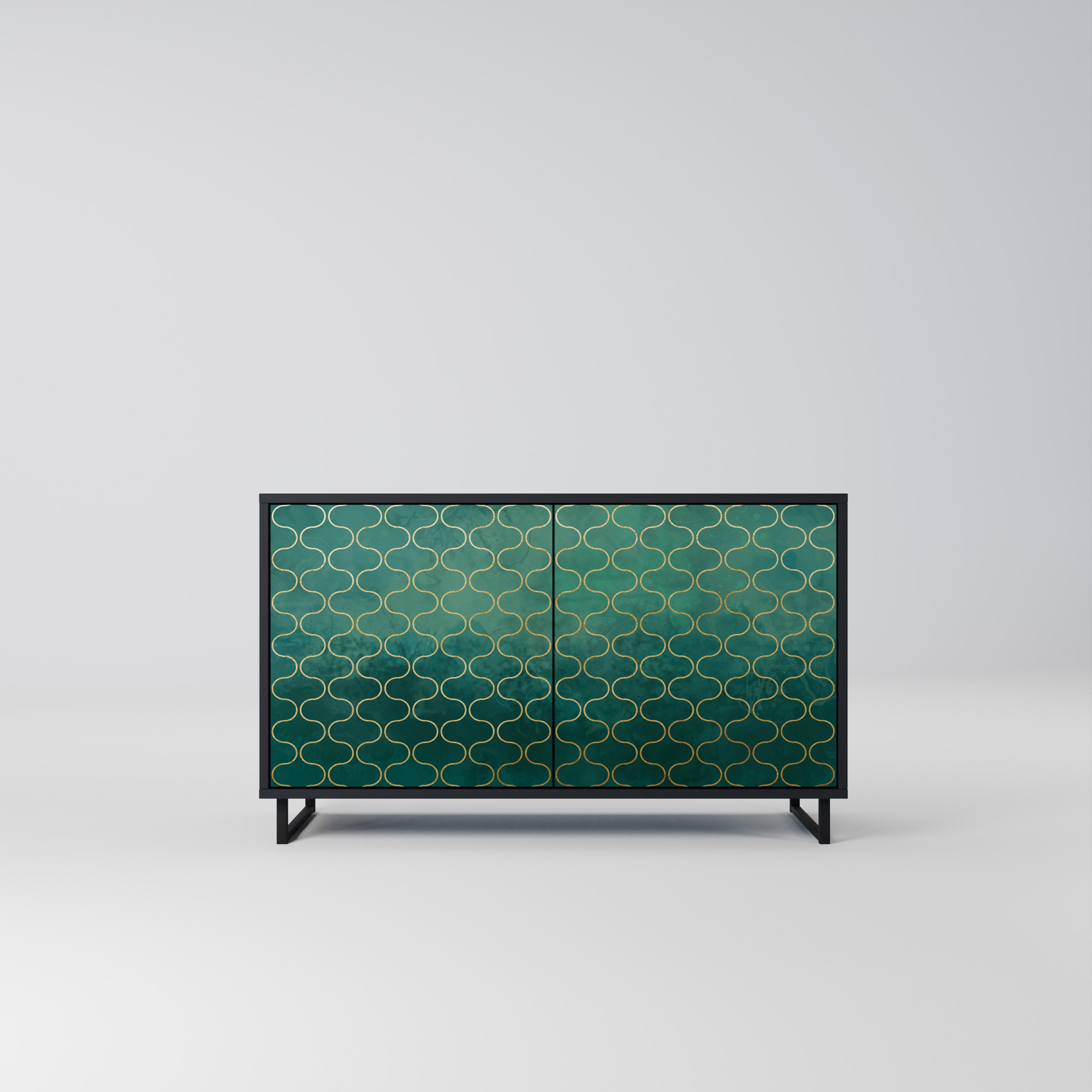 TESSELATED GREENERY Komoda 2-drzwiowa korpus Czarny