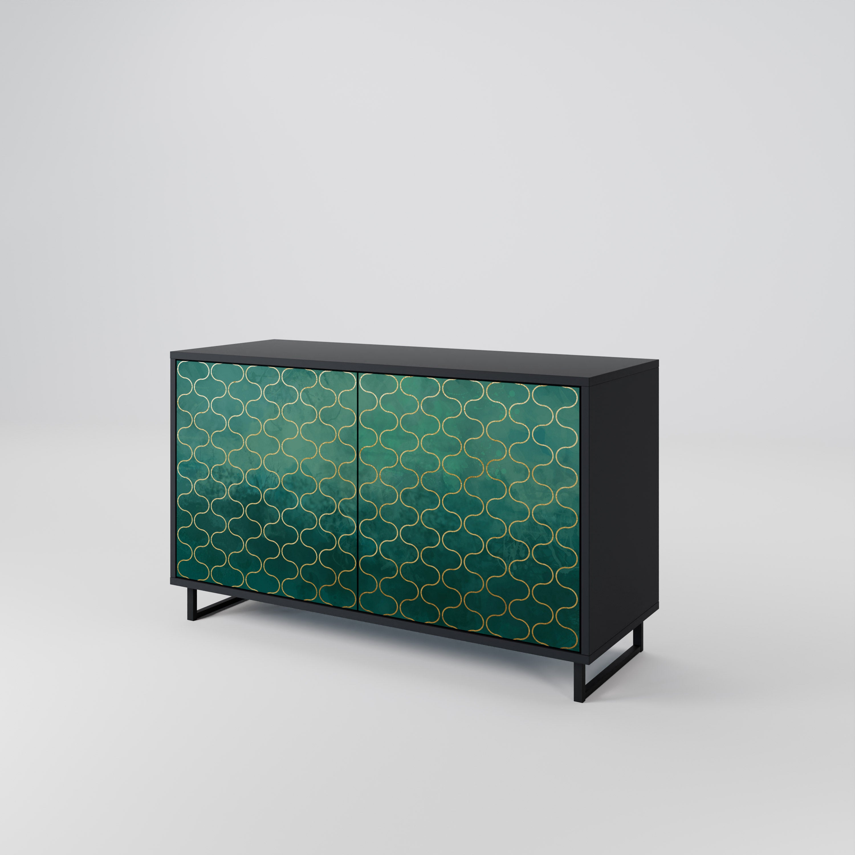 TESSELATED GREENERY Komoda 2-drzwiowa korpus Czarny