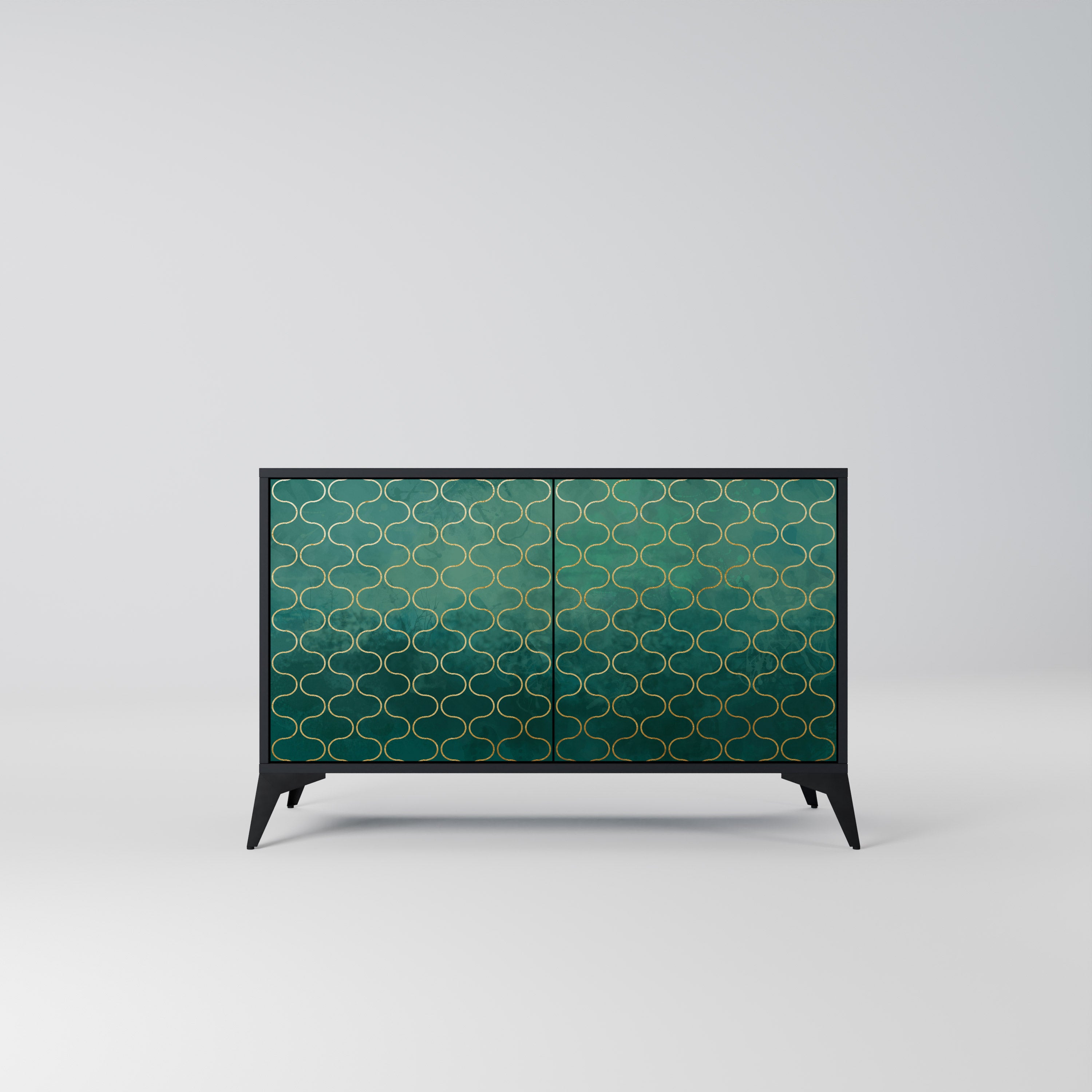 TESSELATED GREENERY Komoda 2-drzwiowa korpus Czarny