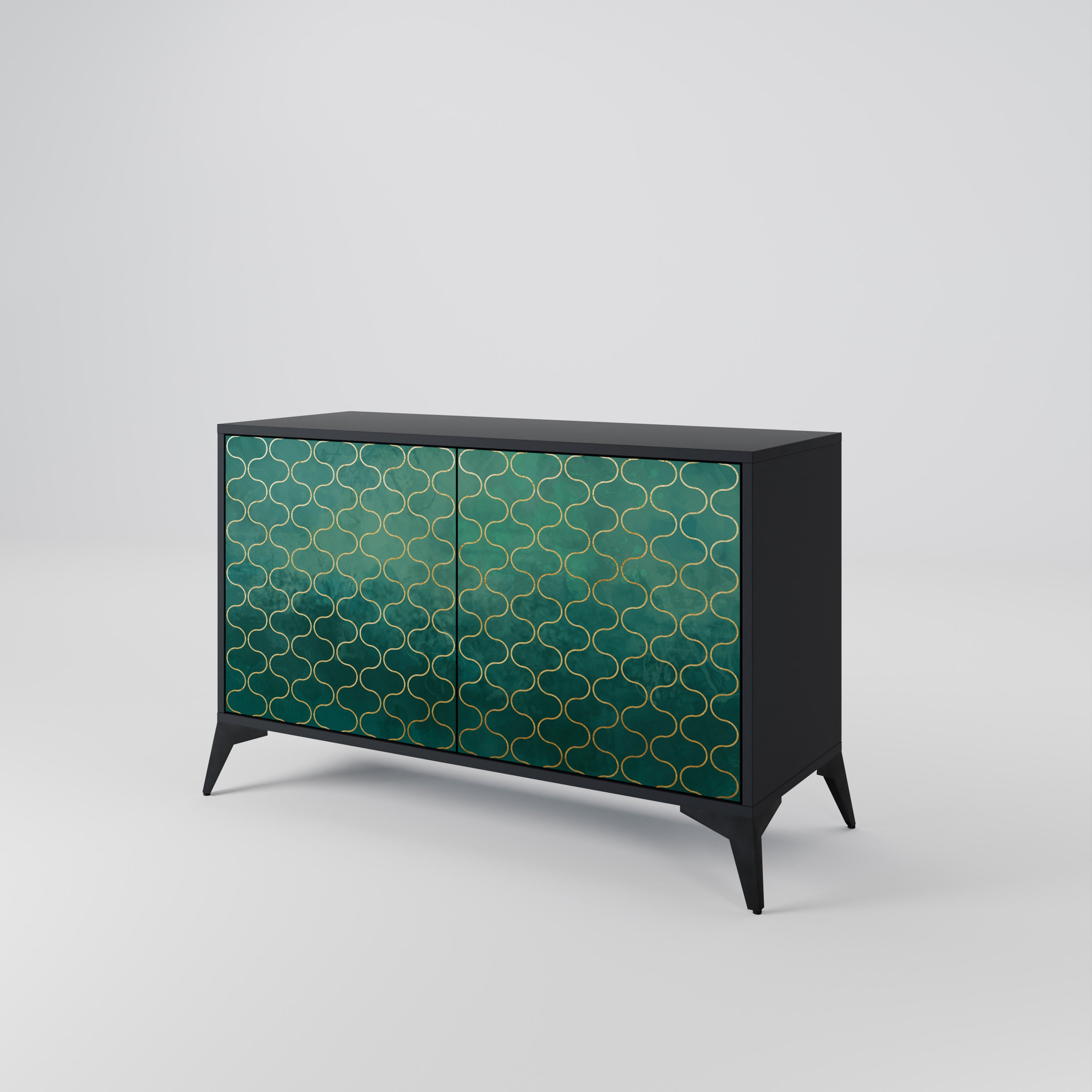 TESSELATED GREENERY Komoda 2-drzwiowa korpus Czarny