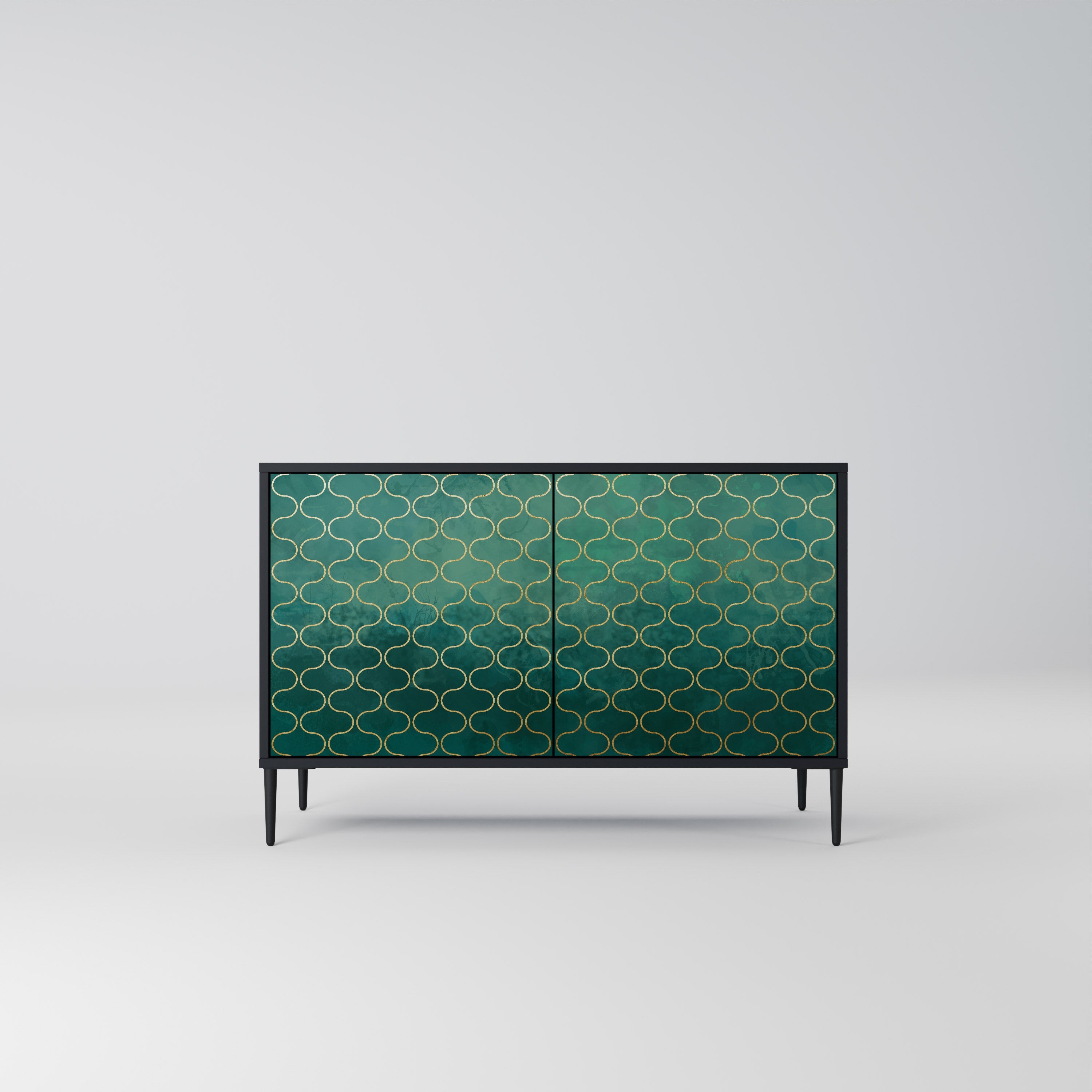 TESSELATED GREENERY Komoda 2-drzwiowa korpus Czarny