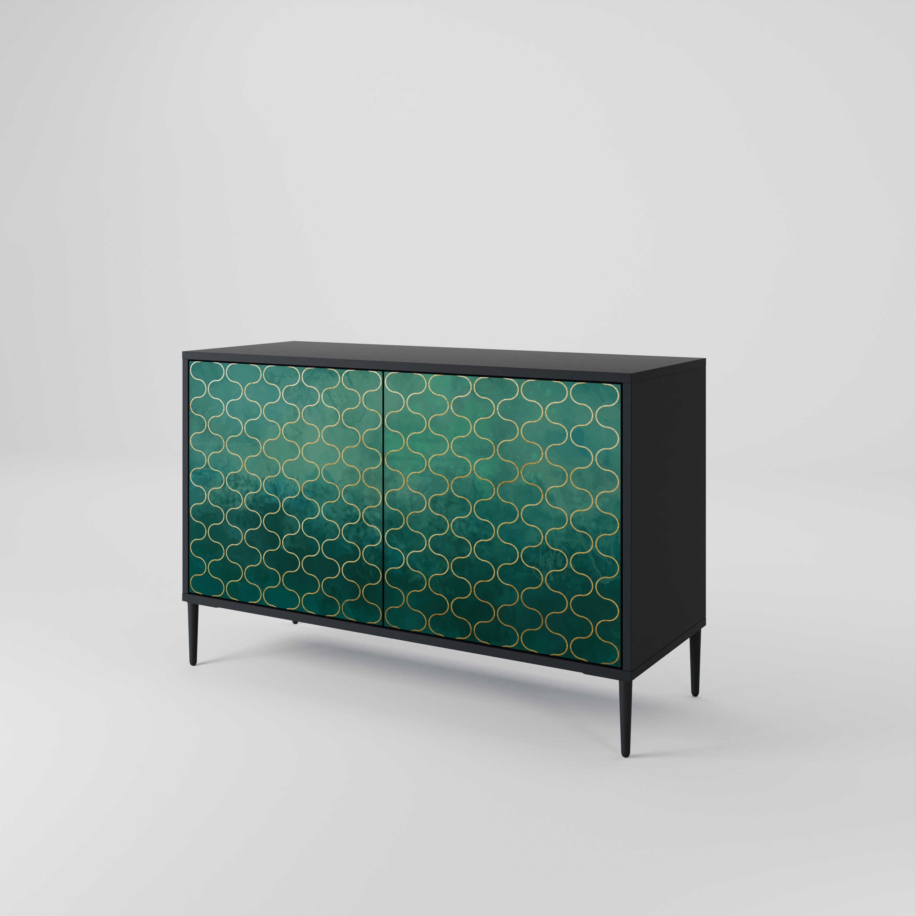 TESSELATED GREENERY Komoda 2-drzwiowa korpus Czarny