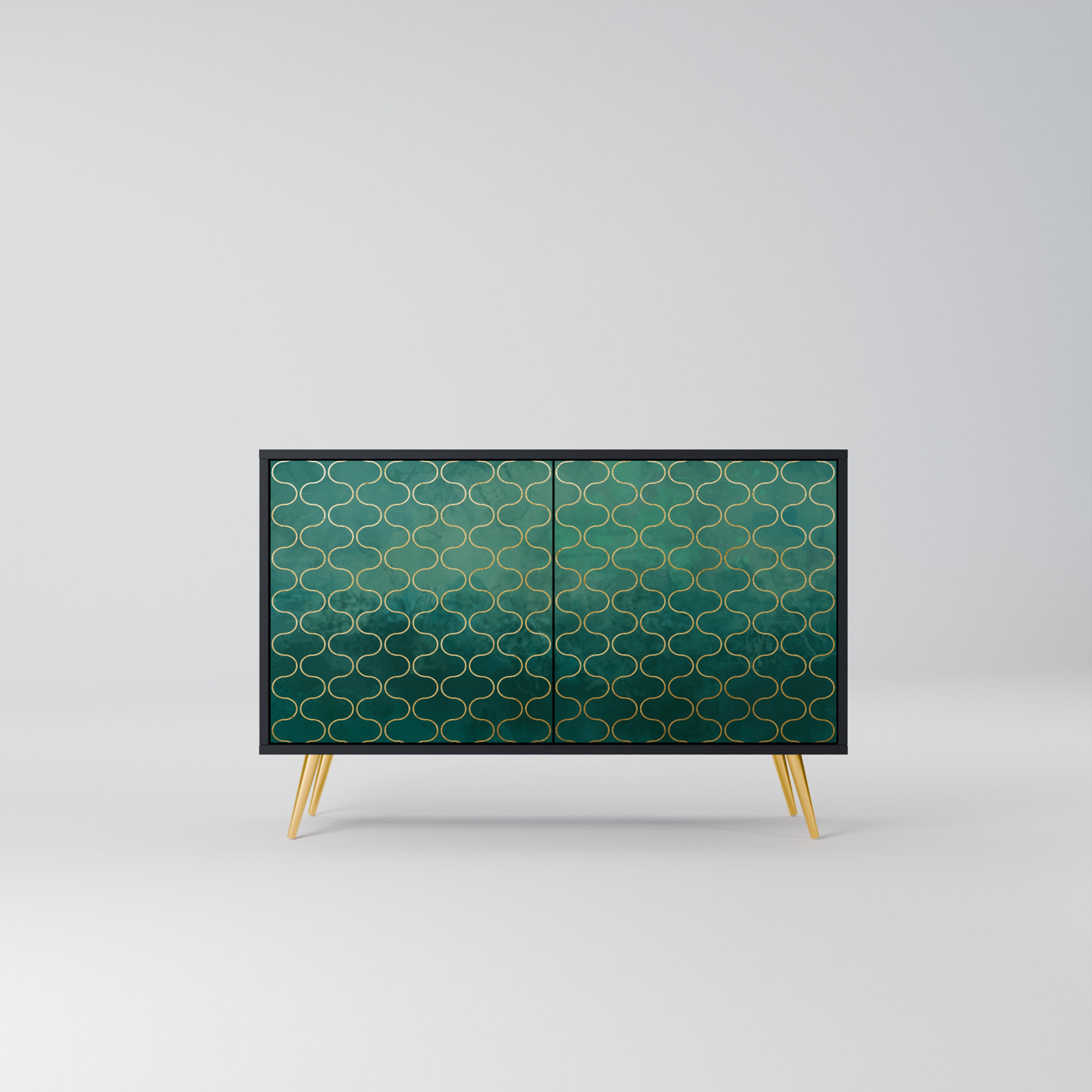 TESSELATED GREENERY Komoda 2-drzwiowa korpus Czarny