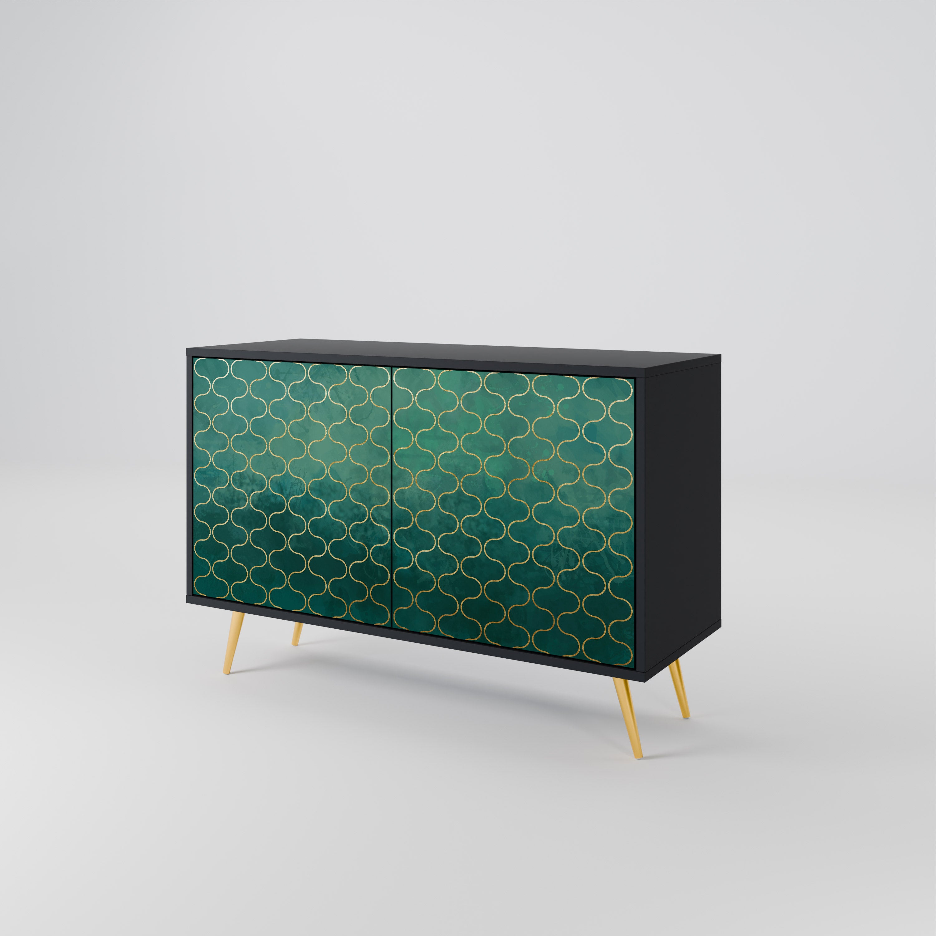 TESSELATED GREENERY Komoda 2-drzwiowa korpus Czarny