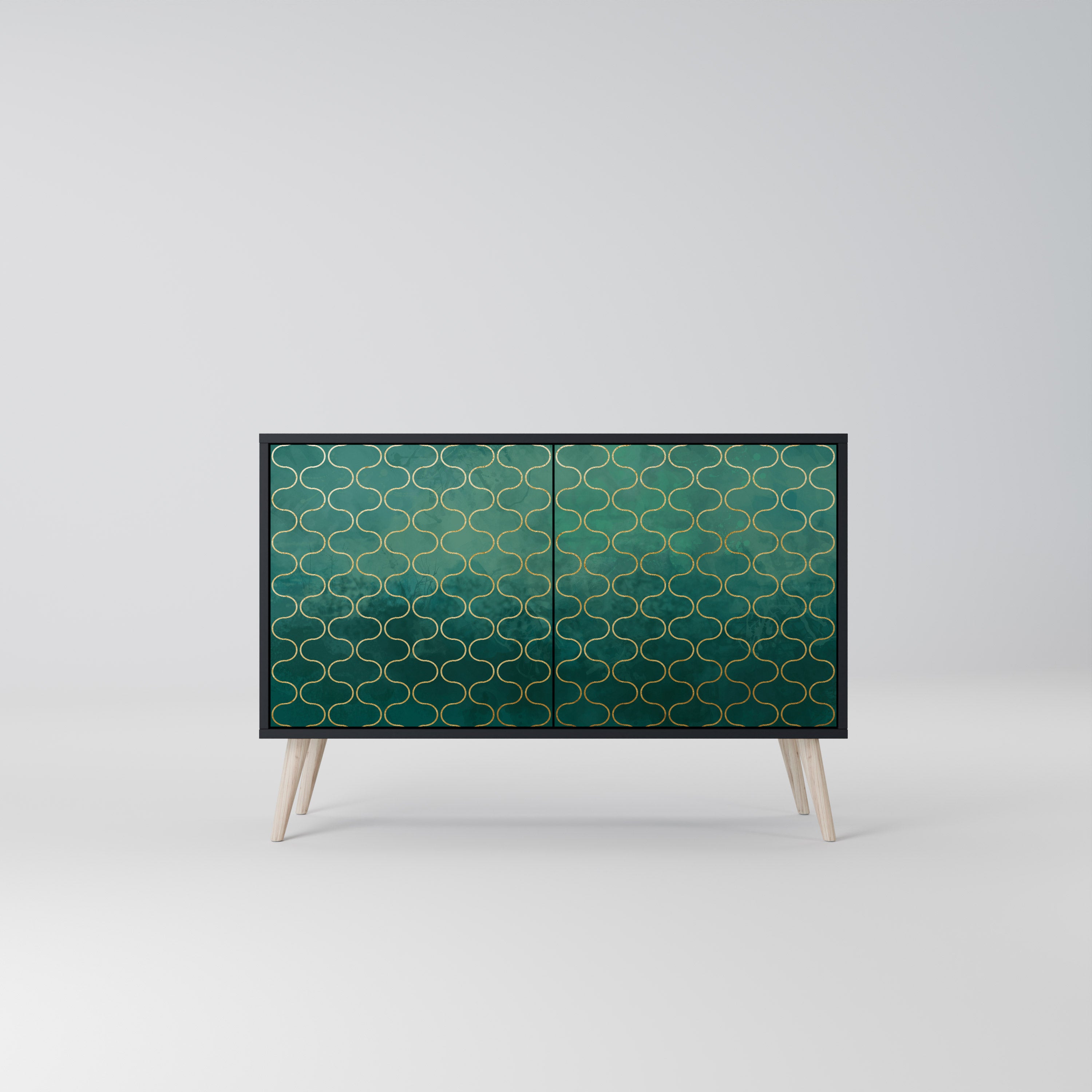 TESSELATED GREENERY Komoda 2-drzwiowa korpus Czarny