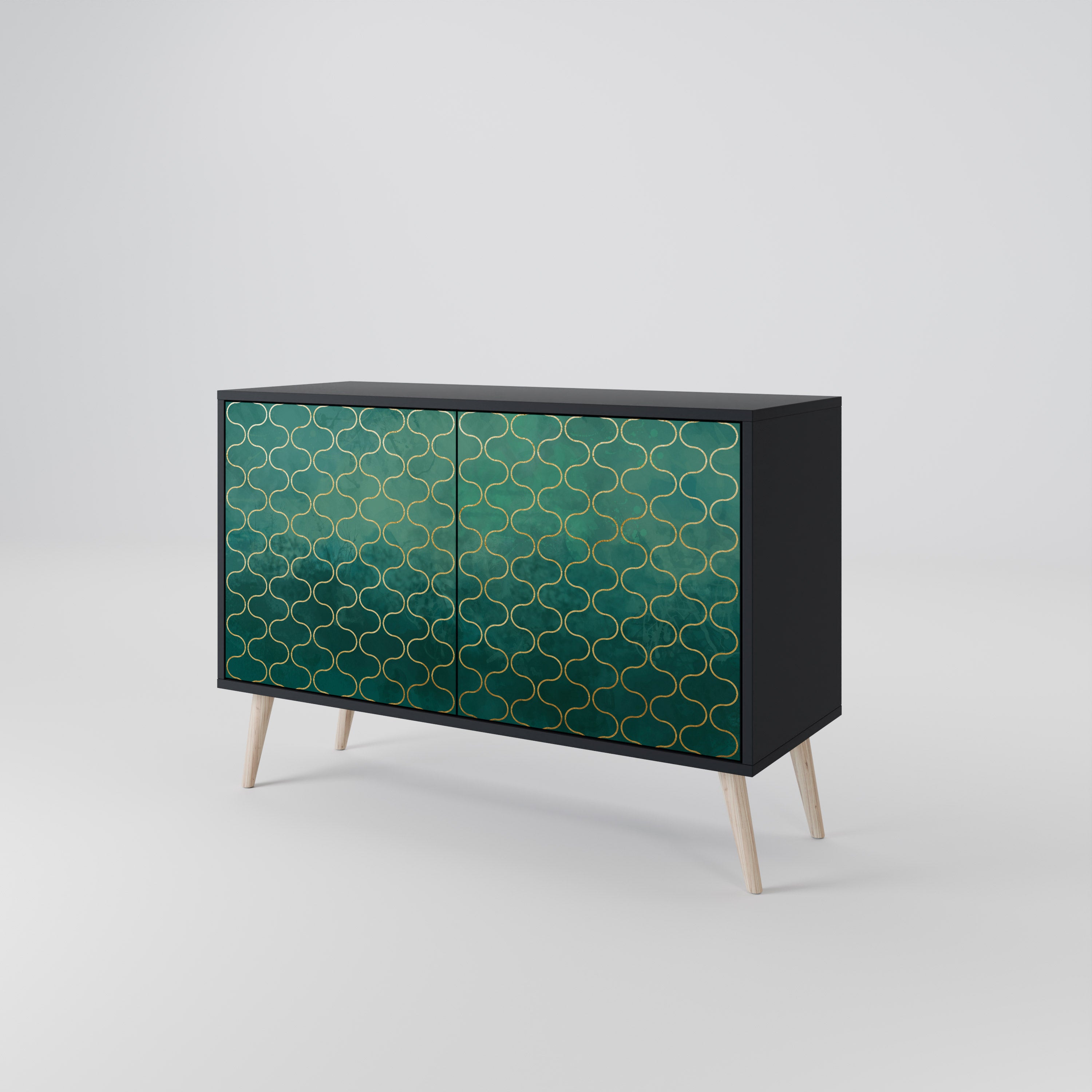 TESSELATED GREENERY Komoda 2-drzwiowa korpus Czarny