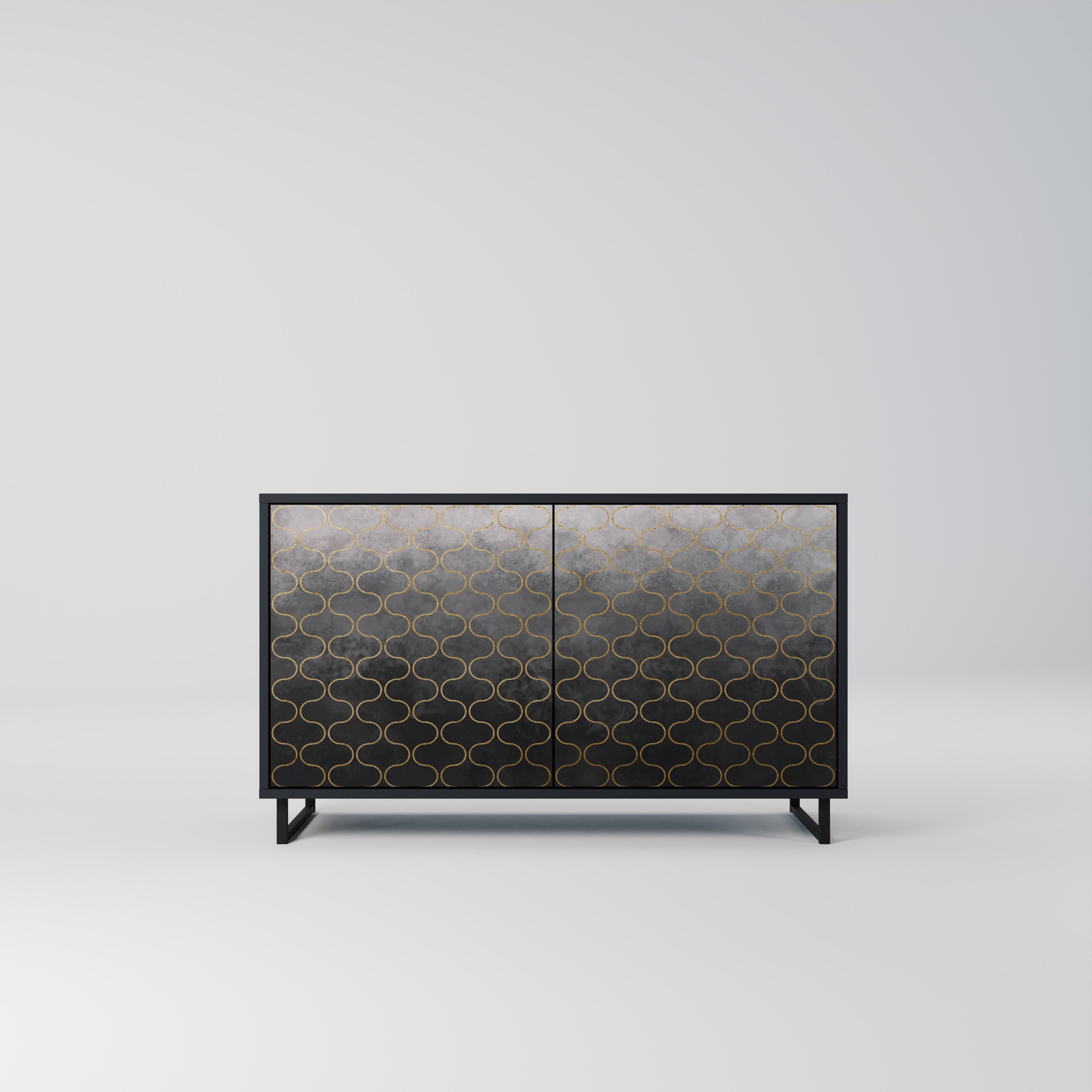 TESSELATED GRAYISH Komoda 2-drzwiowa korpus Czarny