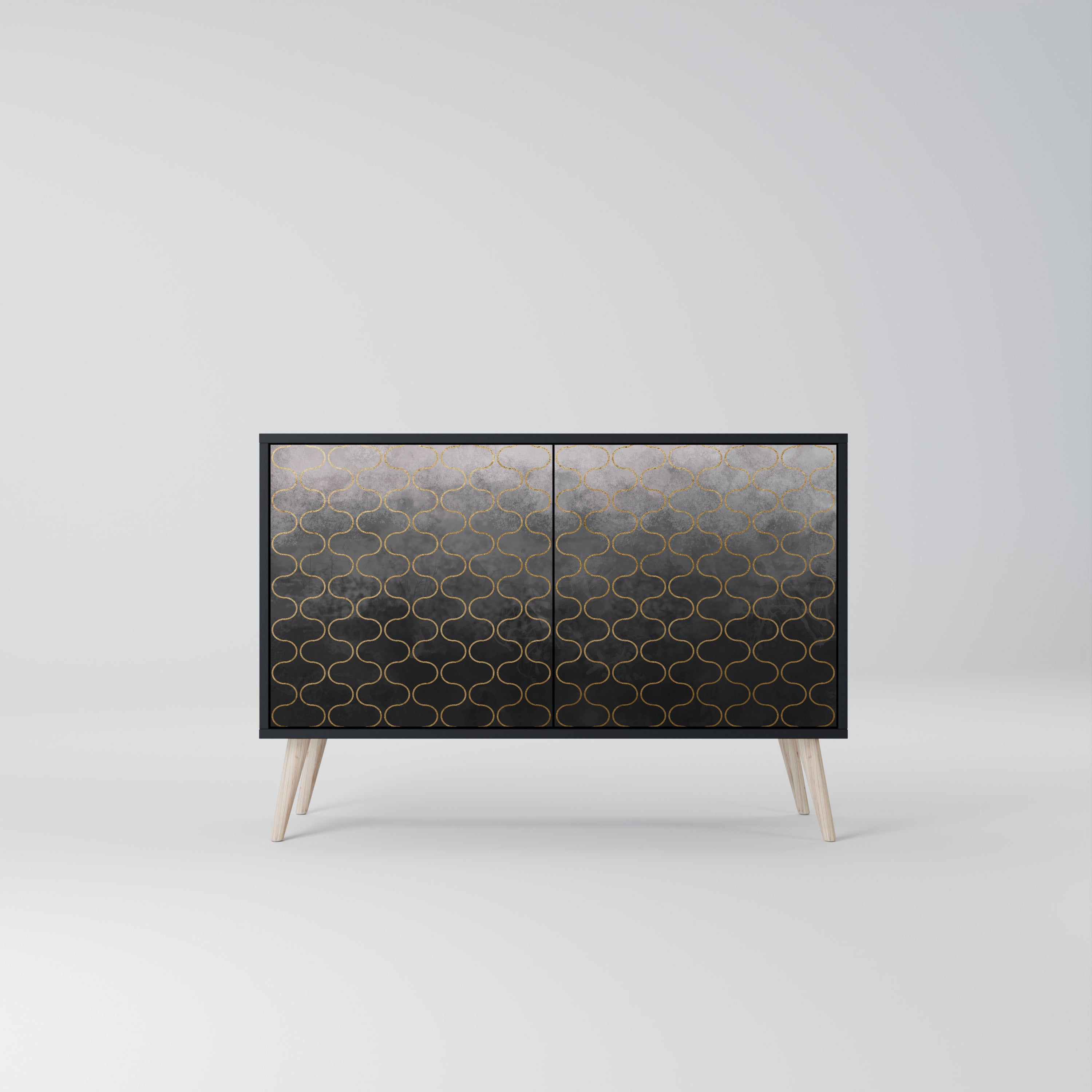 TESSELATED GRAYISH Komoda 2-drzwiowa korpus Czarny