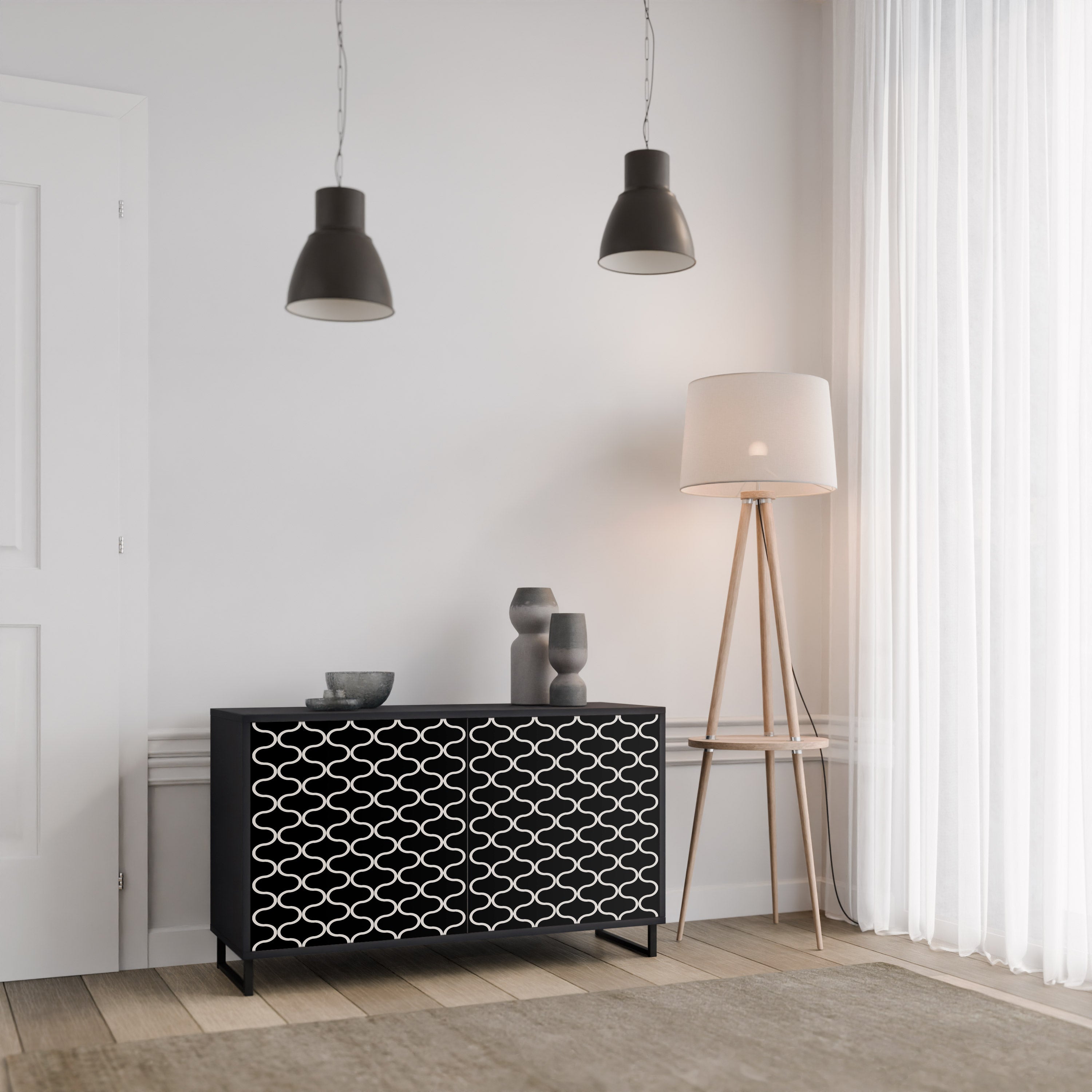 TESSELATED BLACKNESS Komoda 2-drzwiowa korpus Czarny