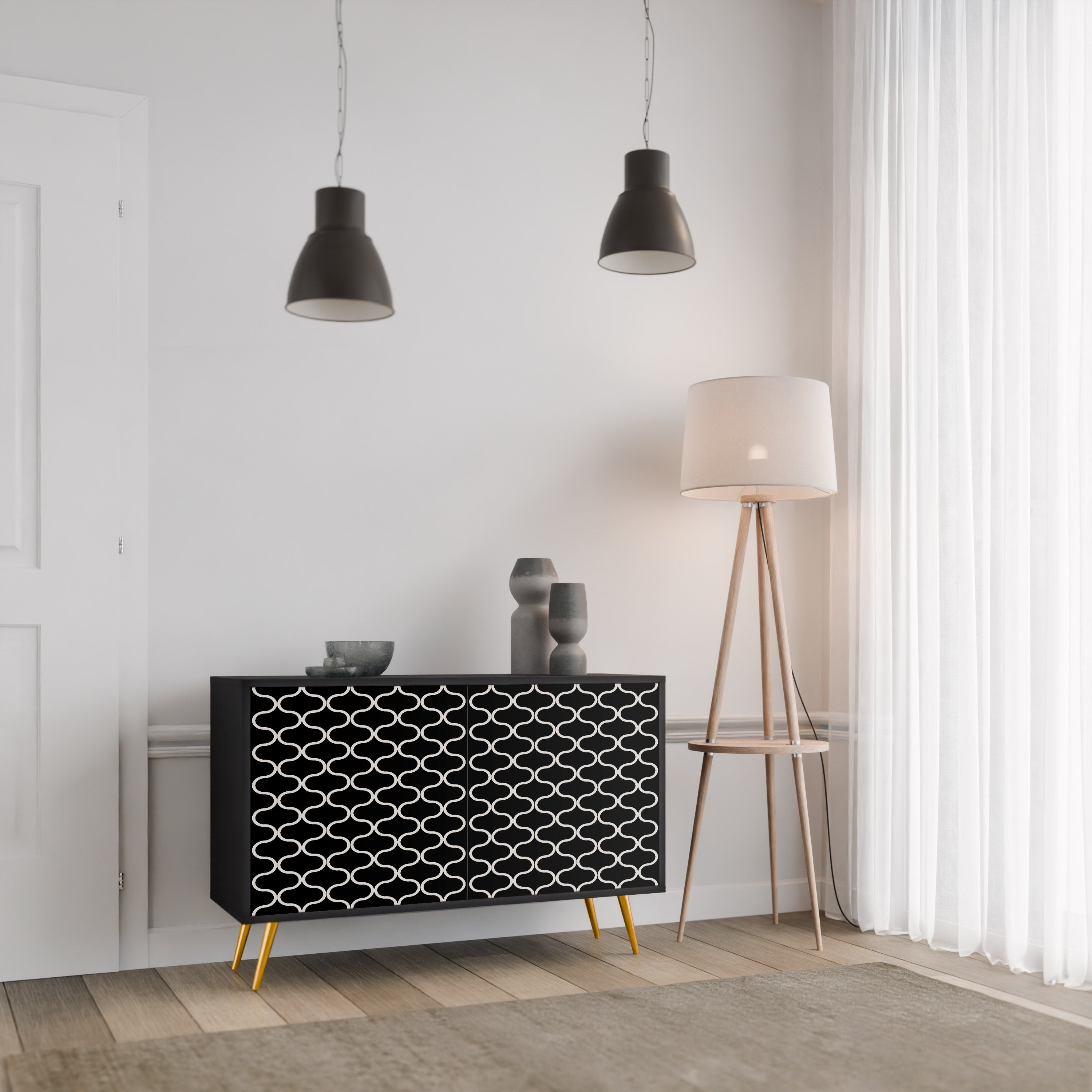 TESSELATED BLACKNESS Komoda 2-drzwiowa korpus Czarny