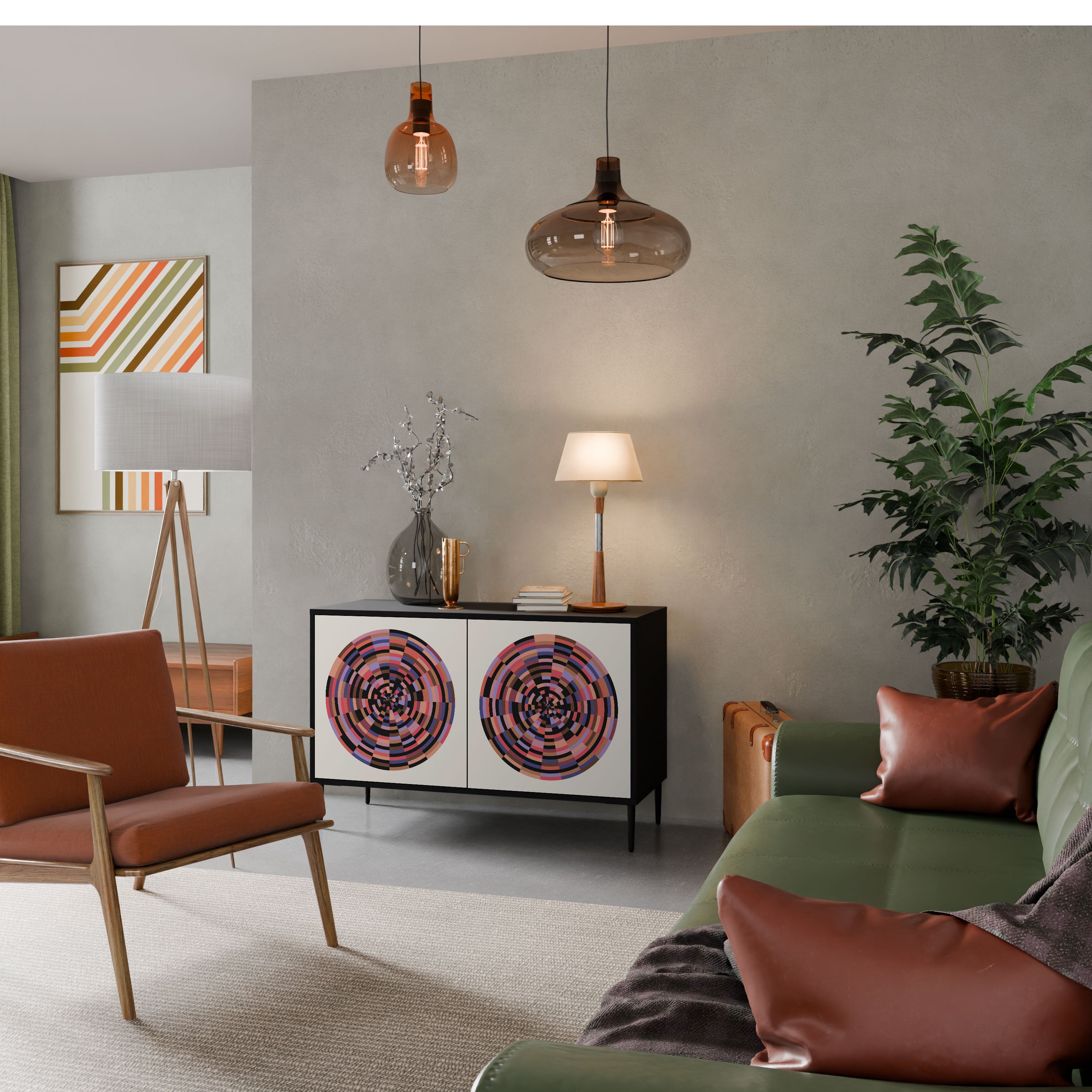 BROWN CIRCLES Komoda 2-drzwiowa korpus Czarny