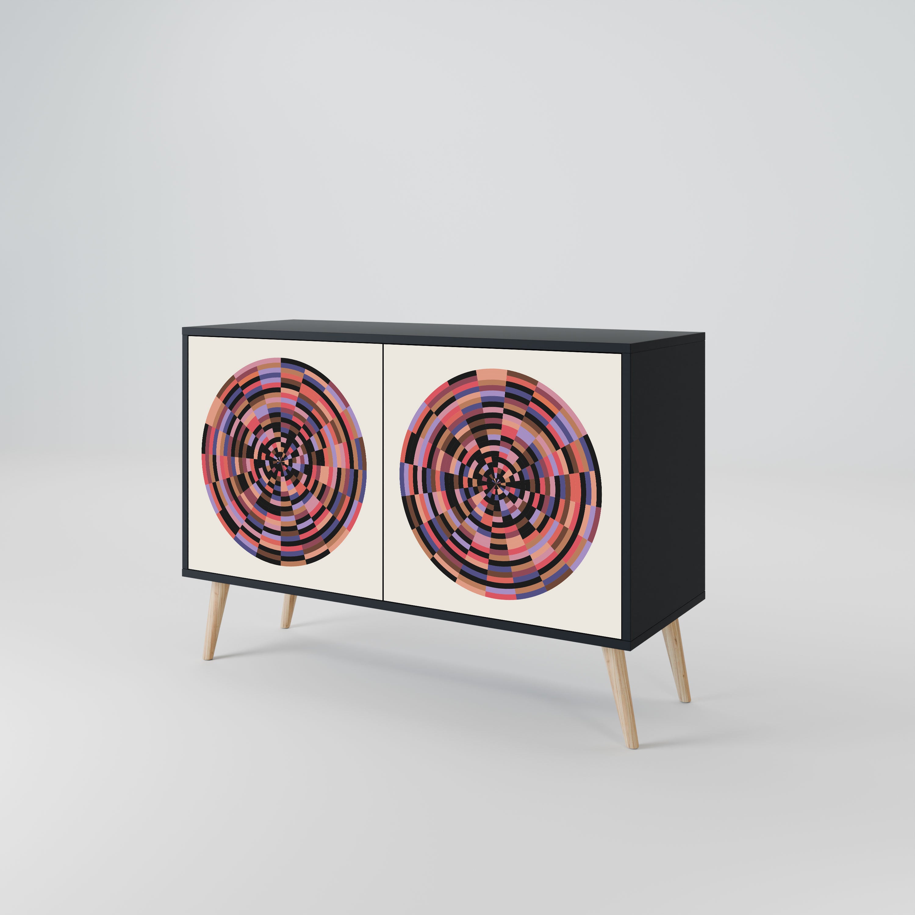 BROWN CIRCLES Komoda 2-drzwiowa korpus Czarny