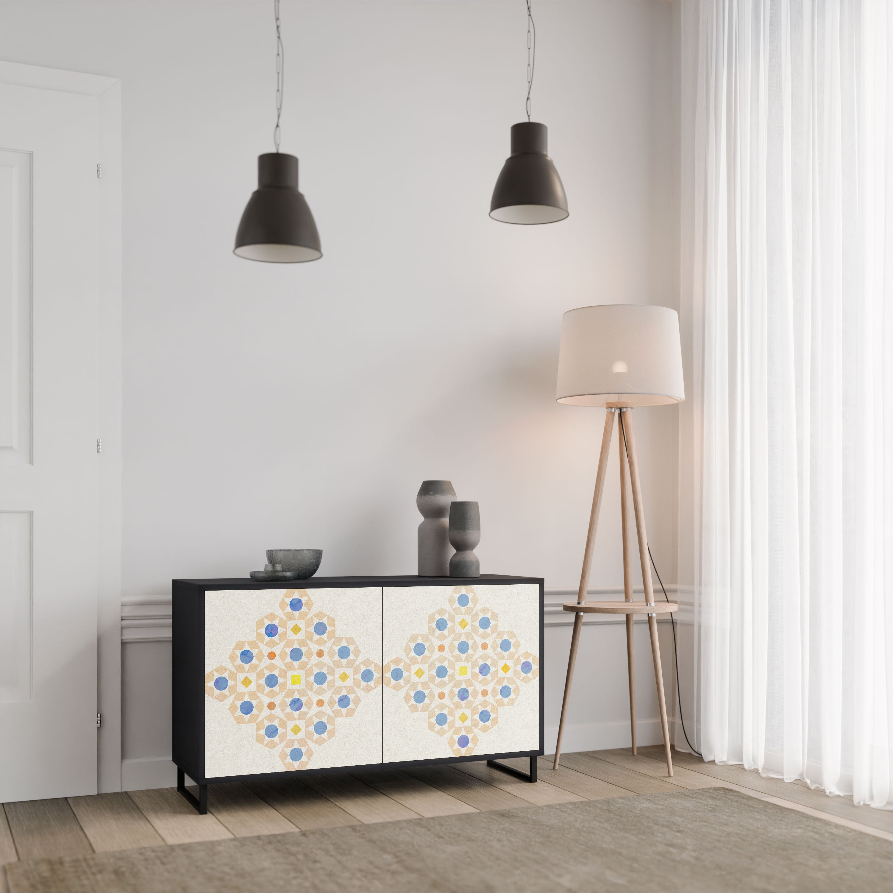 PATTERNED PRISM Komoda 2-drzwiowa korpus Czarny
