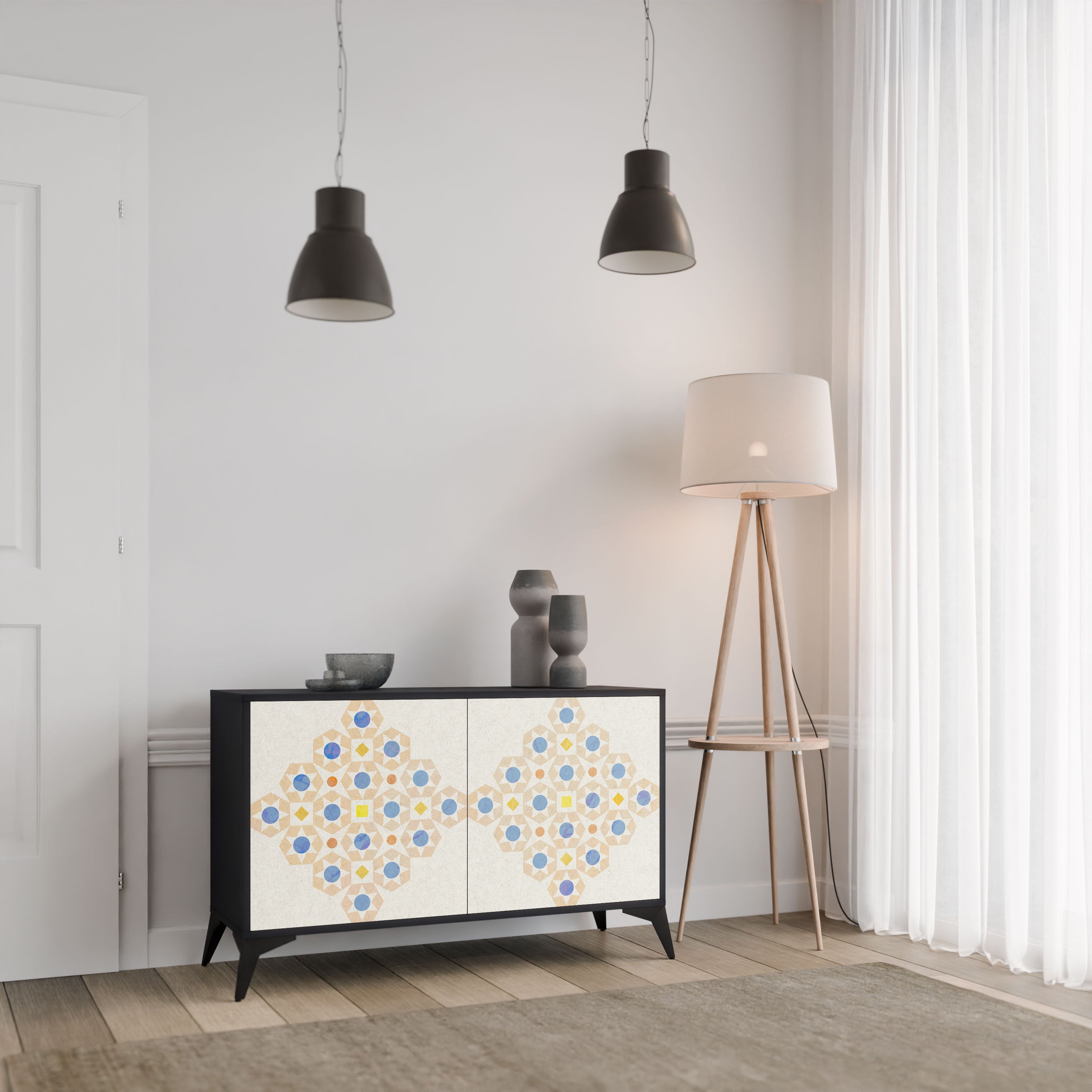 PATTERNED PRISM Komoda 2-drzwiowa korpus Czarny