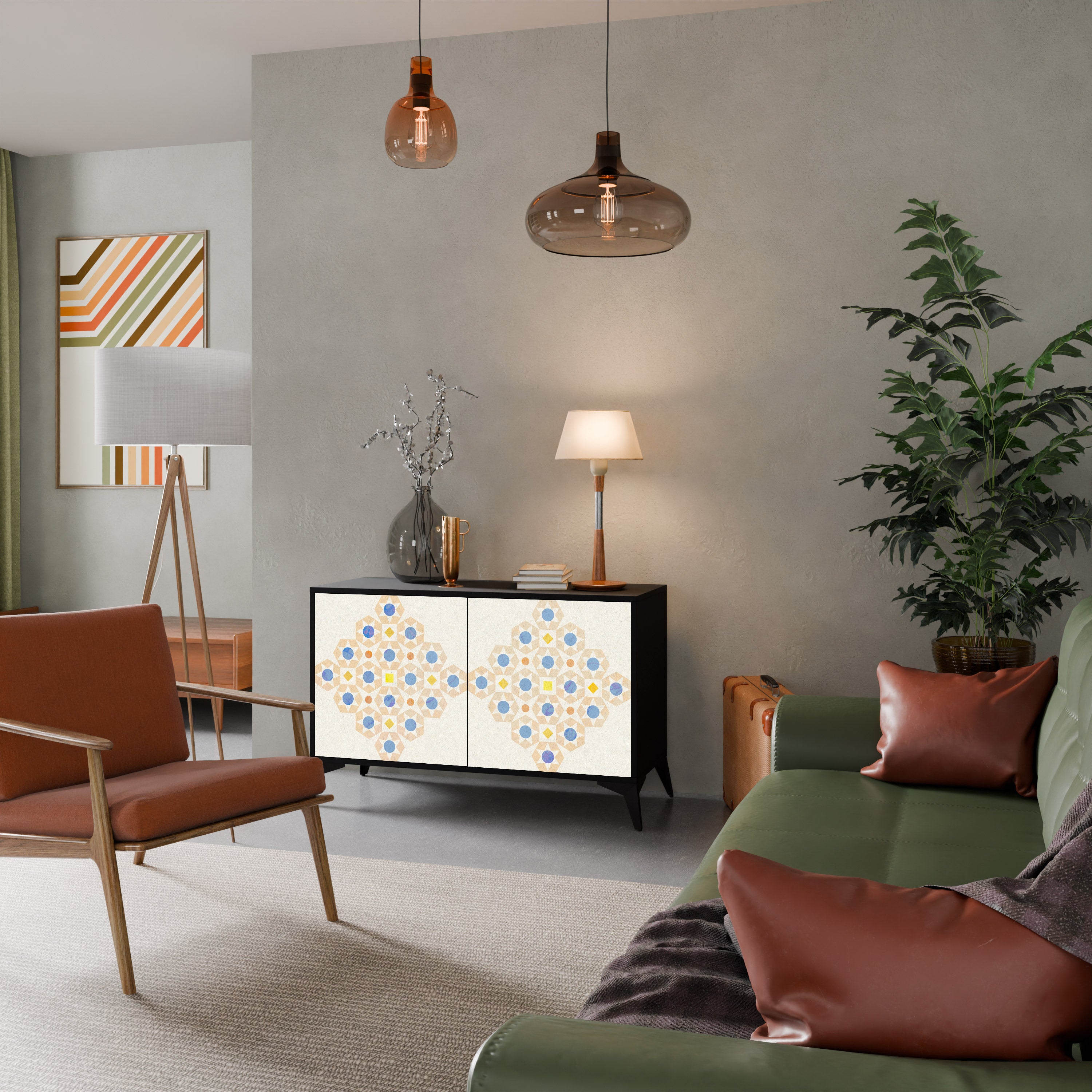 PATTERNED PRISM Komoda 2-drzwiowa korpus Czarny