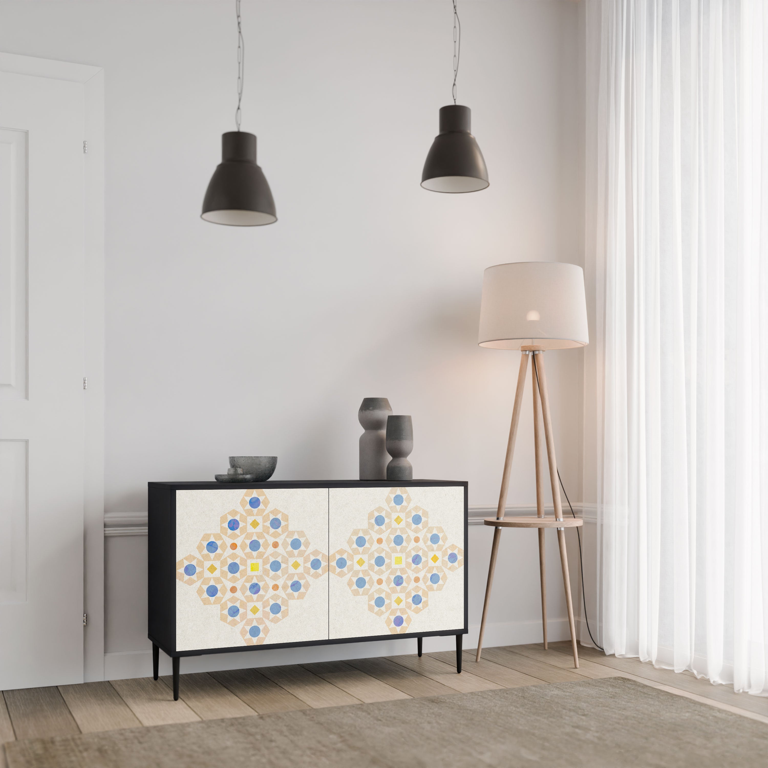 PATTERNED PRISM Komoda 2-drzwiowa korpus Czarny