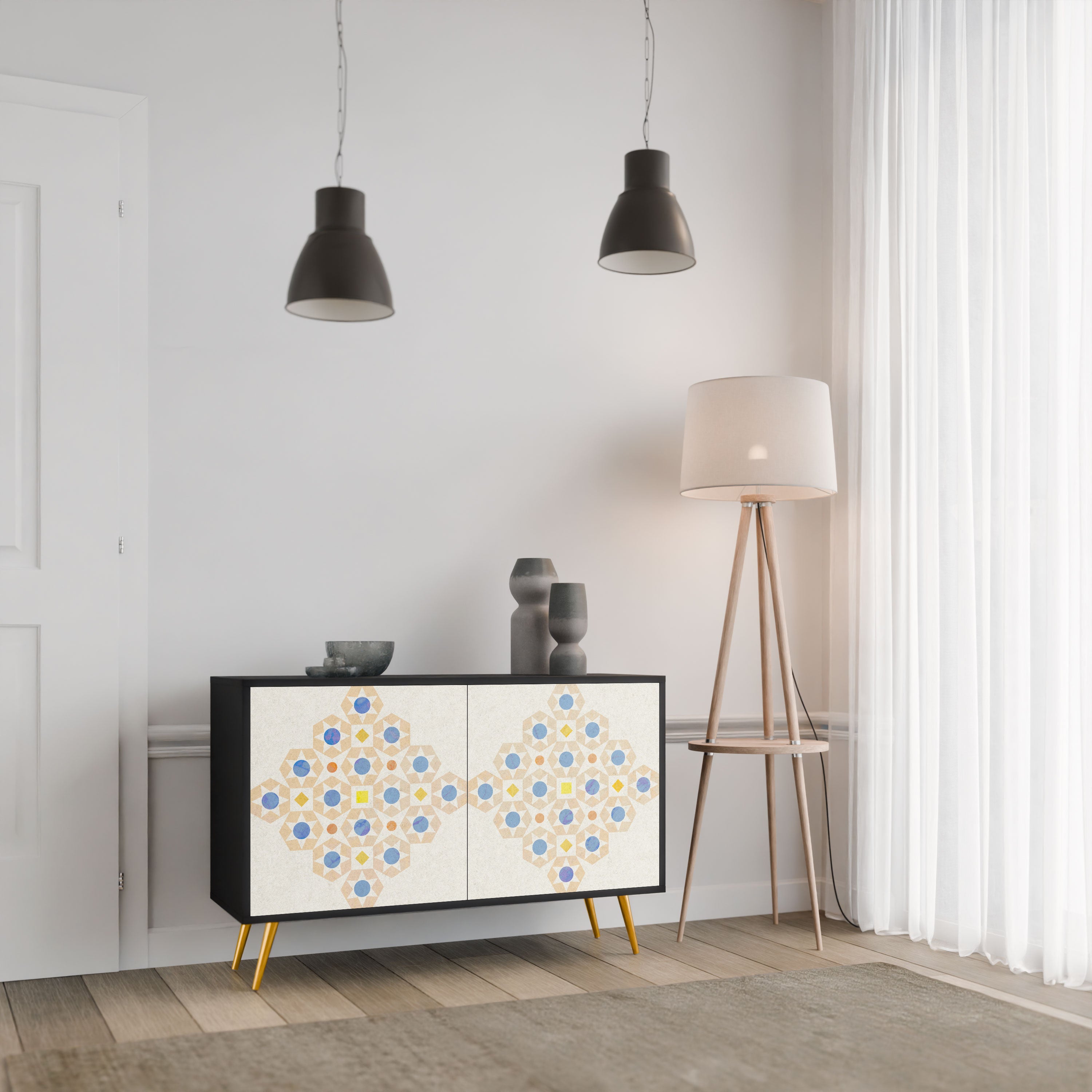 PATTERNED PRISM Komoda 2-drzwiowa korpus Czarny