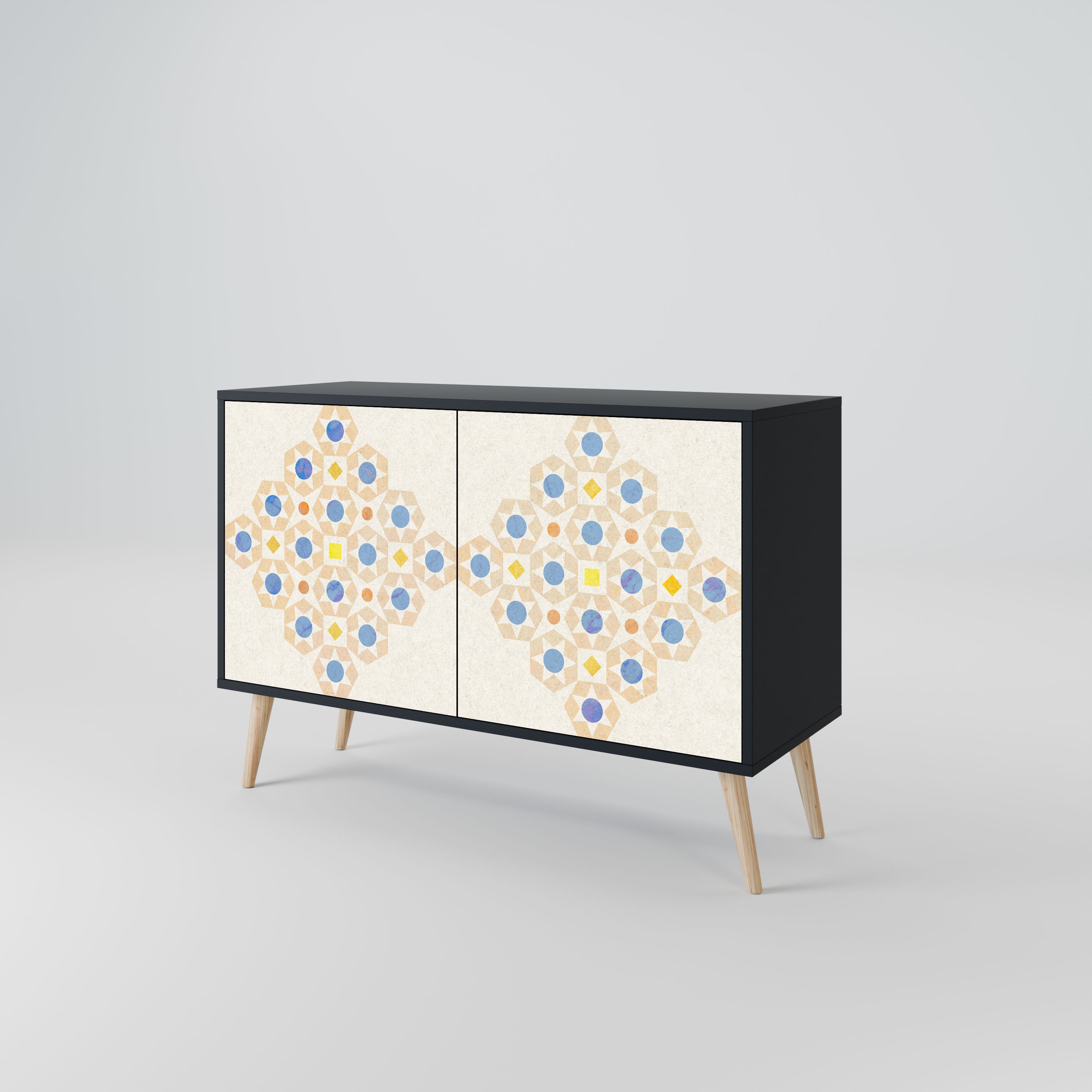 PATTERNED PRISM Komoda 2-drzwiowa korpus Czarny
