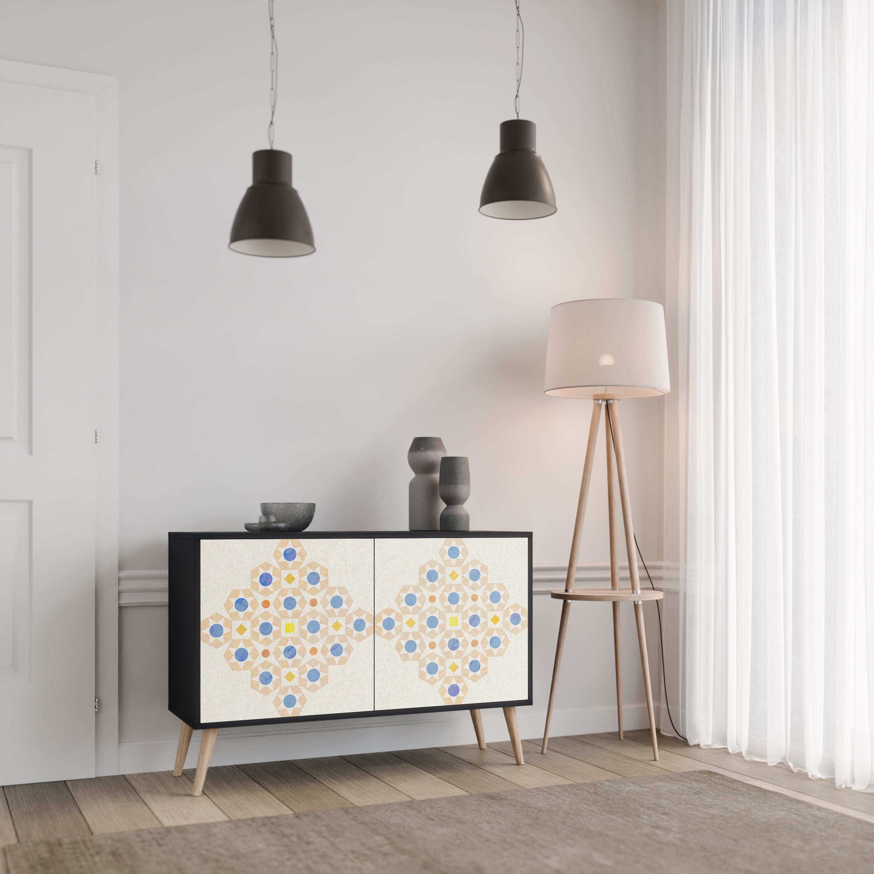 PATTERNED PRISM Komoda 2-drzwiowa korpus Czarny