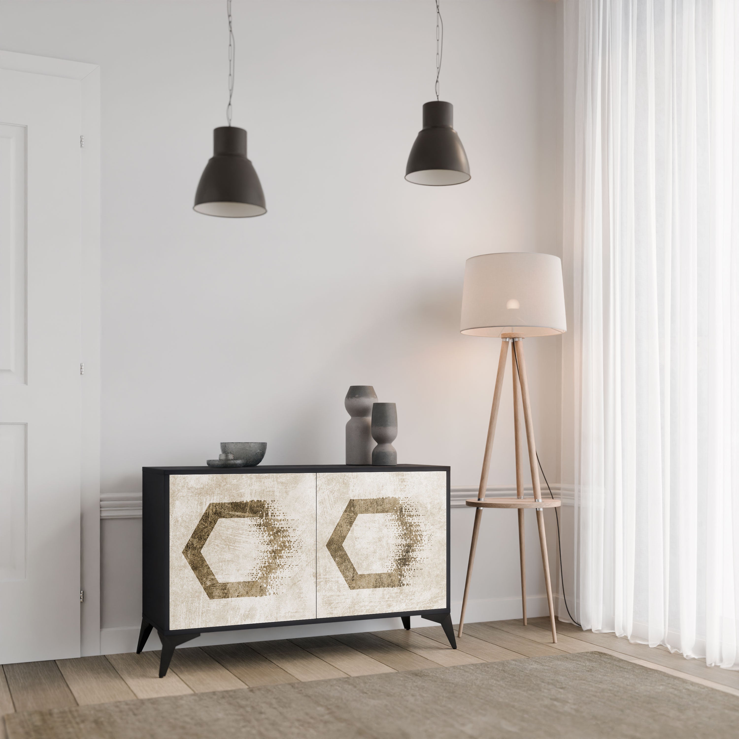 HEXAGONAL SHAPES Komoda 2-drzwiowa korpus Czarny