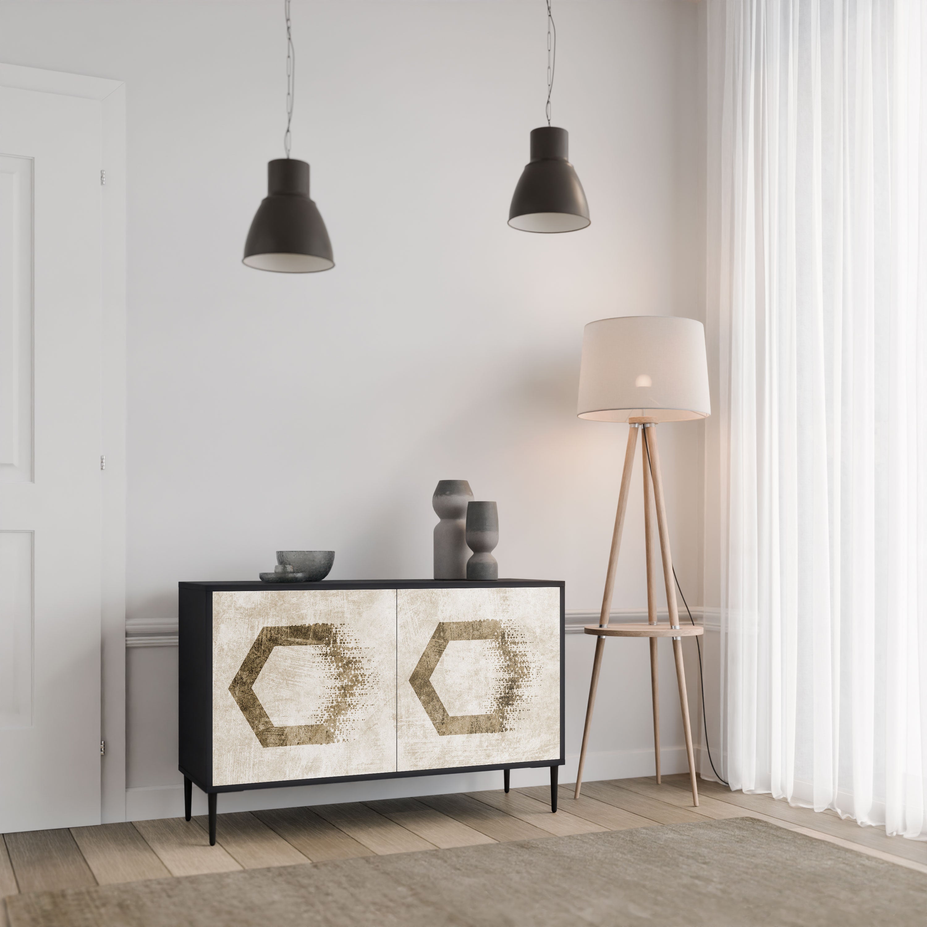 HEXAGONAL SHAPES Komoda 2-drzwiowa korpus Czarny