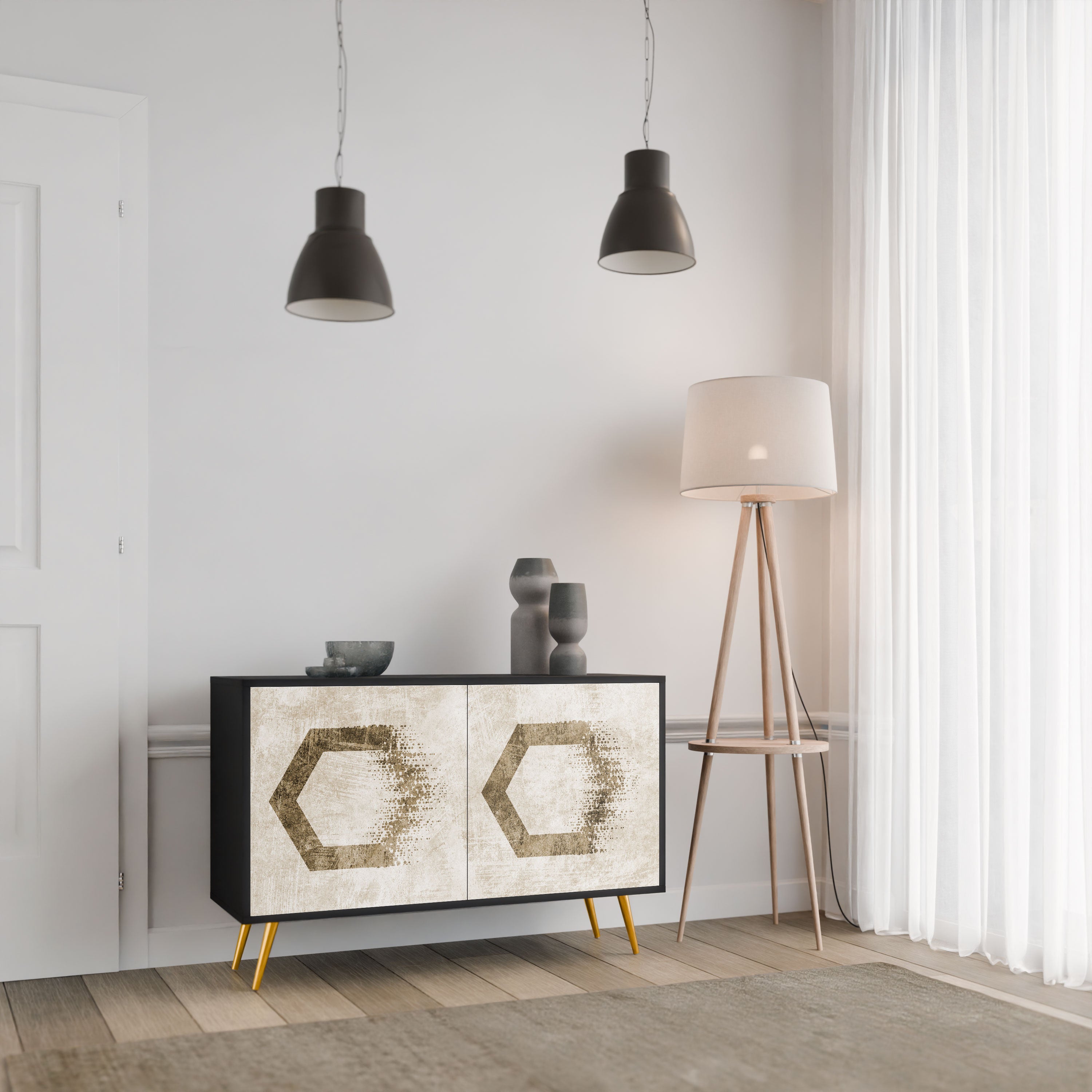 HEXAGONAL SHAPES Komoda 2-drzwiowa korpus Czarny