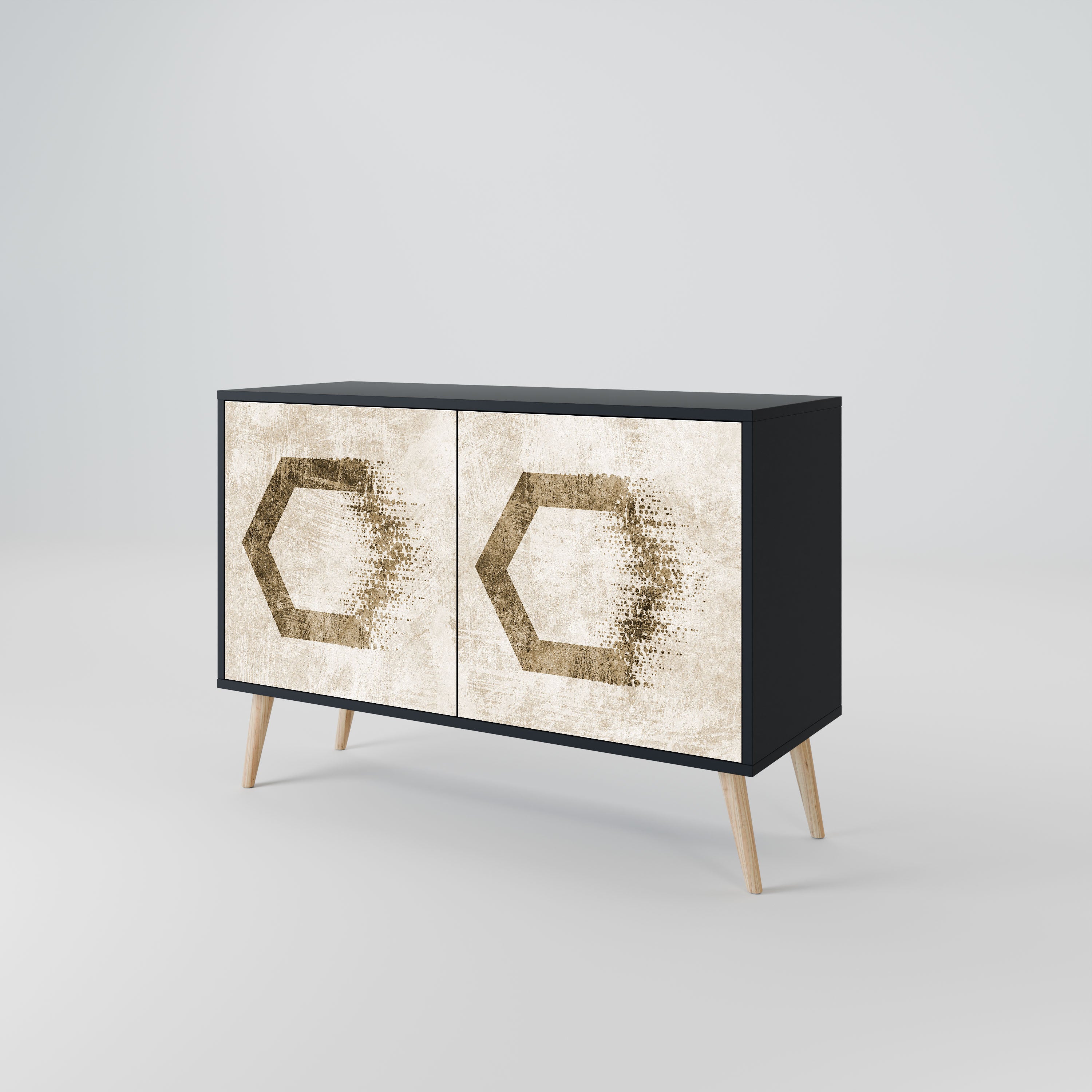 HEXAGONAL SHAPES Komoda 2-drzwiowa korpus Czarny