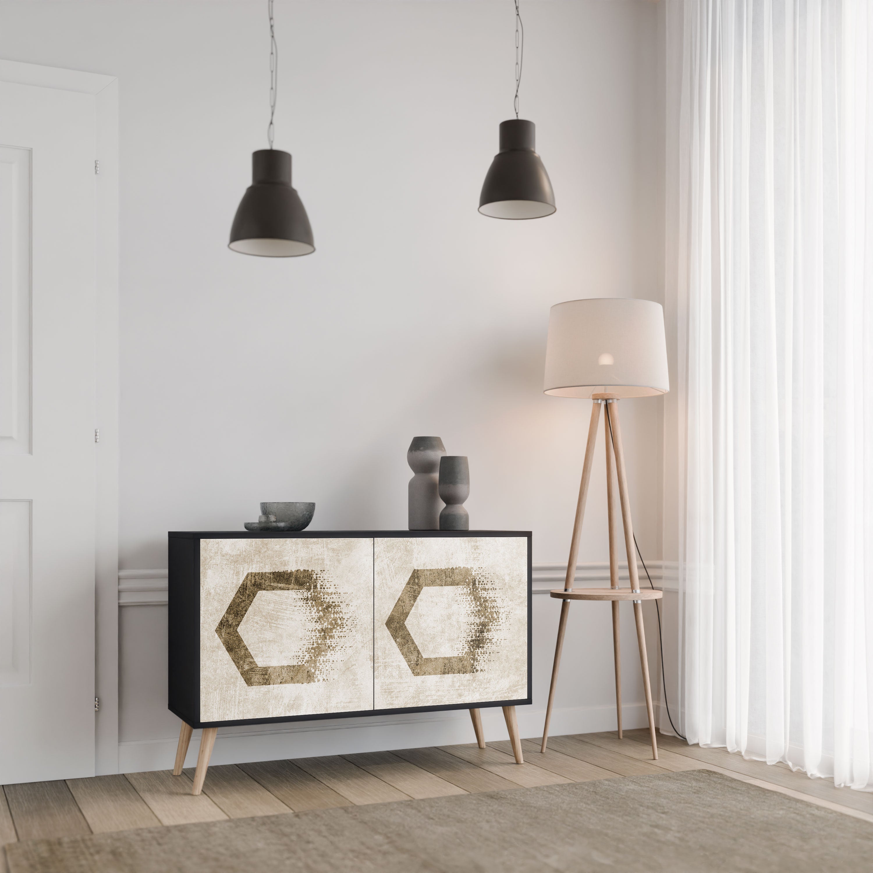 HEXAGONAL SHAPES Komoda 2-drzwiowa korpus Czarny