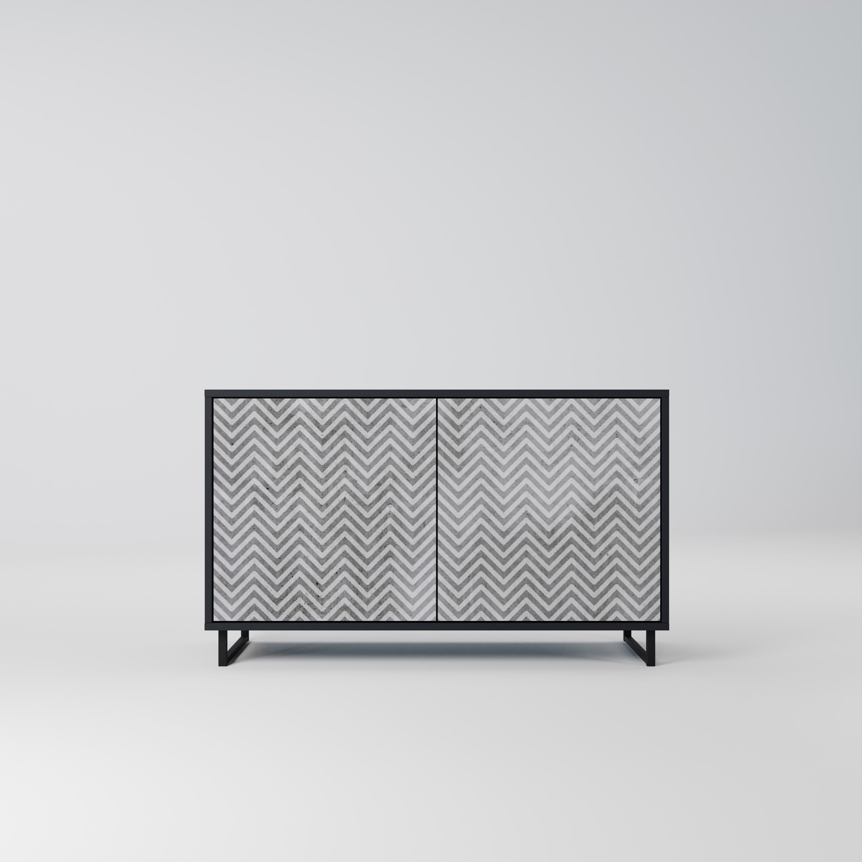 CONCRETE ZIG ZAG Komoda 2-drzwiowa korpus Czarny