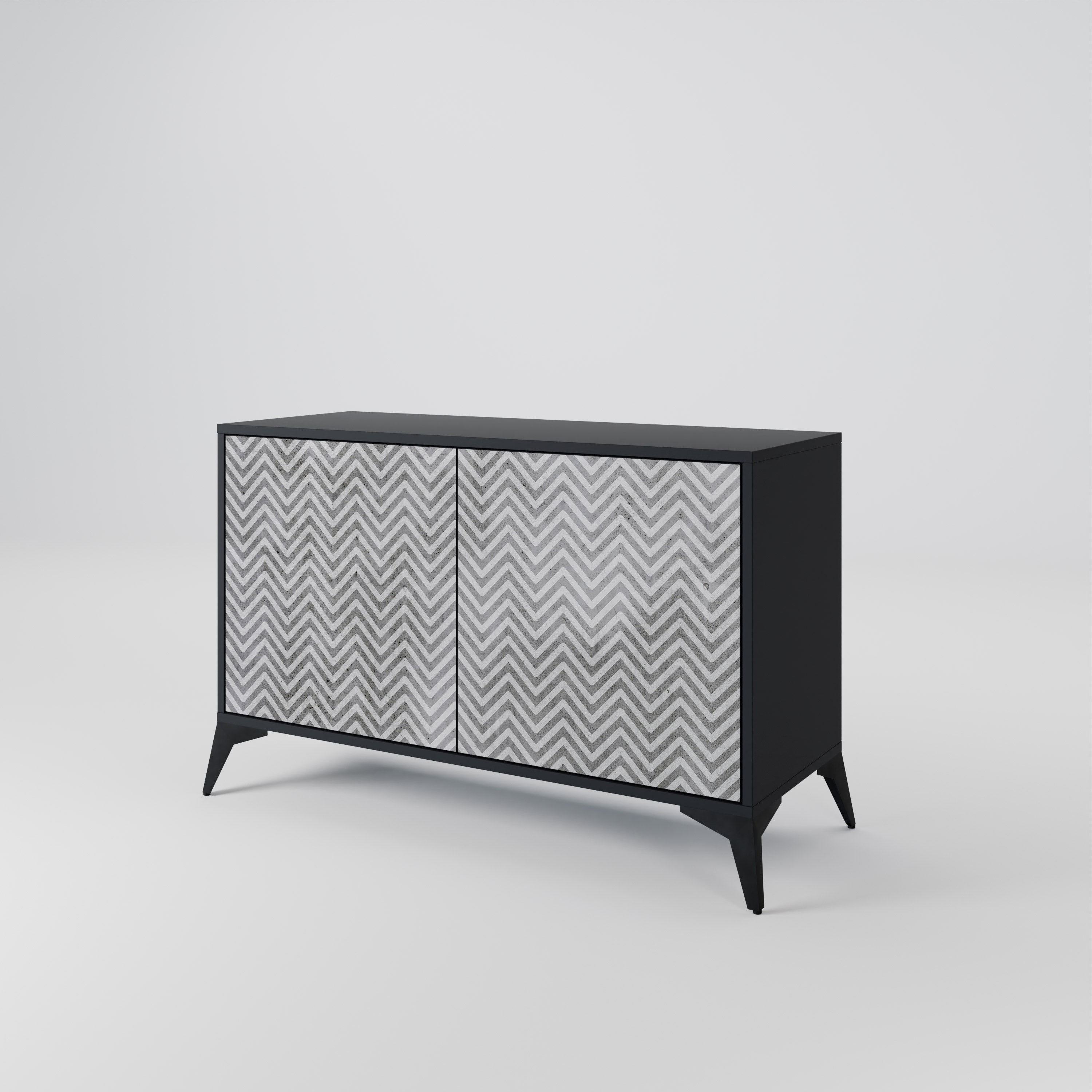 CONCRETE ZIG ZAG Komoda 2-drzwiowa korpus Czarny