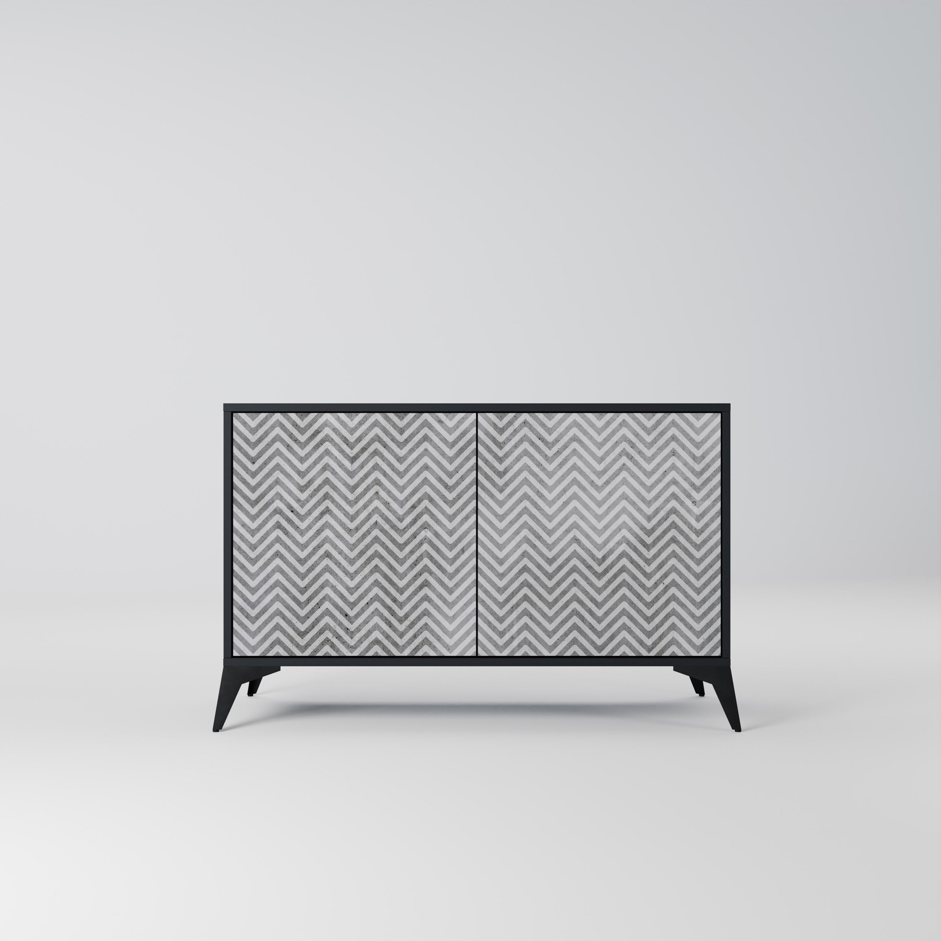 CONCRETE ZIG ZAG Komoda 2-drzwiowa korpus Czarny