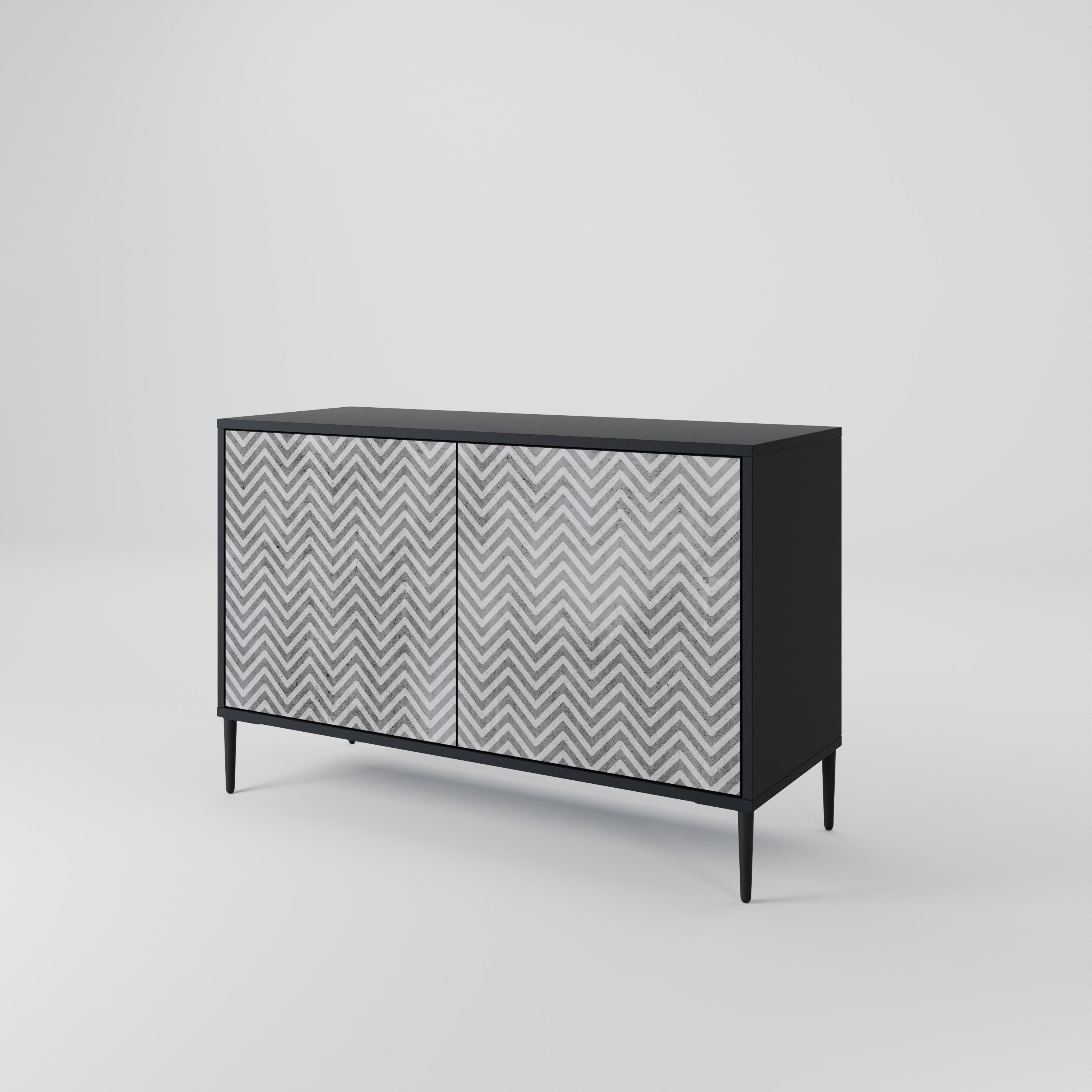 CONCRETE ZIG ZAG Komoda 2-drzwiowa korpus Czarny