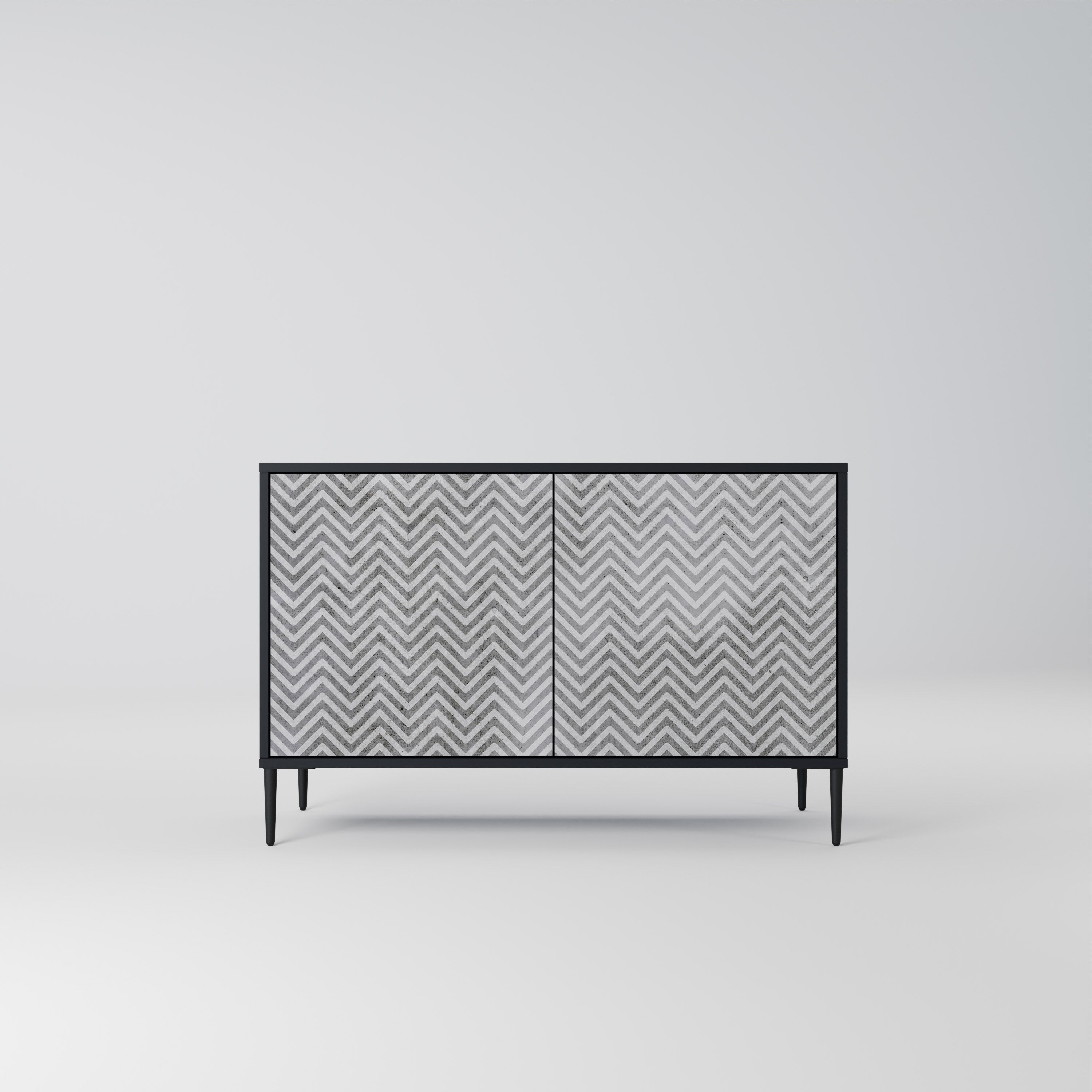CONCRETE ZIG ZAG Komoda 2-drzwiowa korpus Czarny