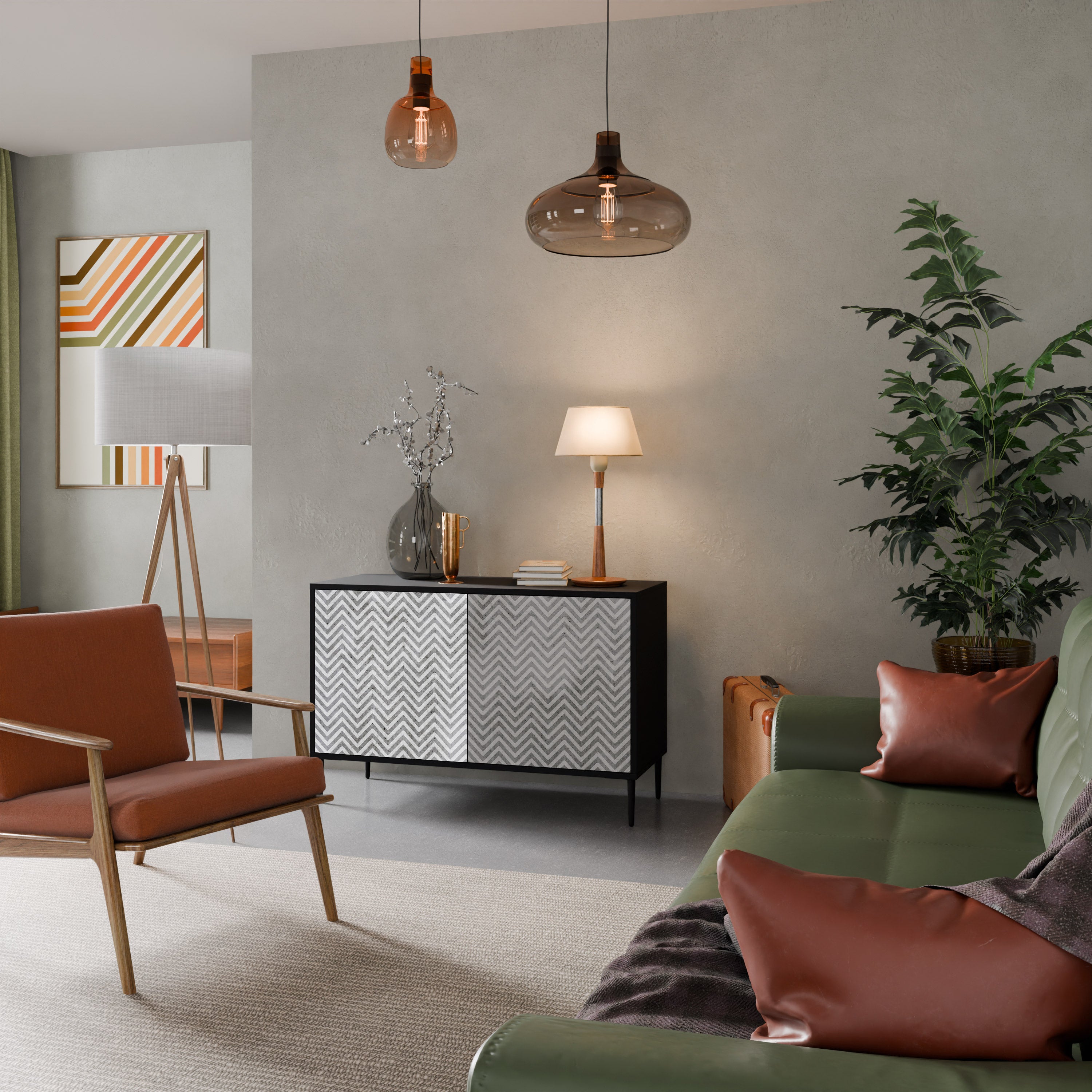 CONCRETE ZIG ZAG Komoda 2-drzwiowa korpus Czarny