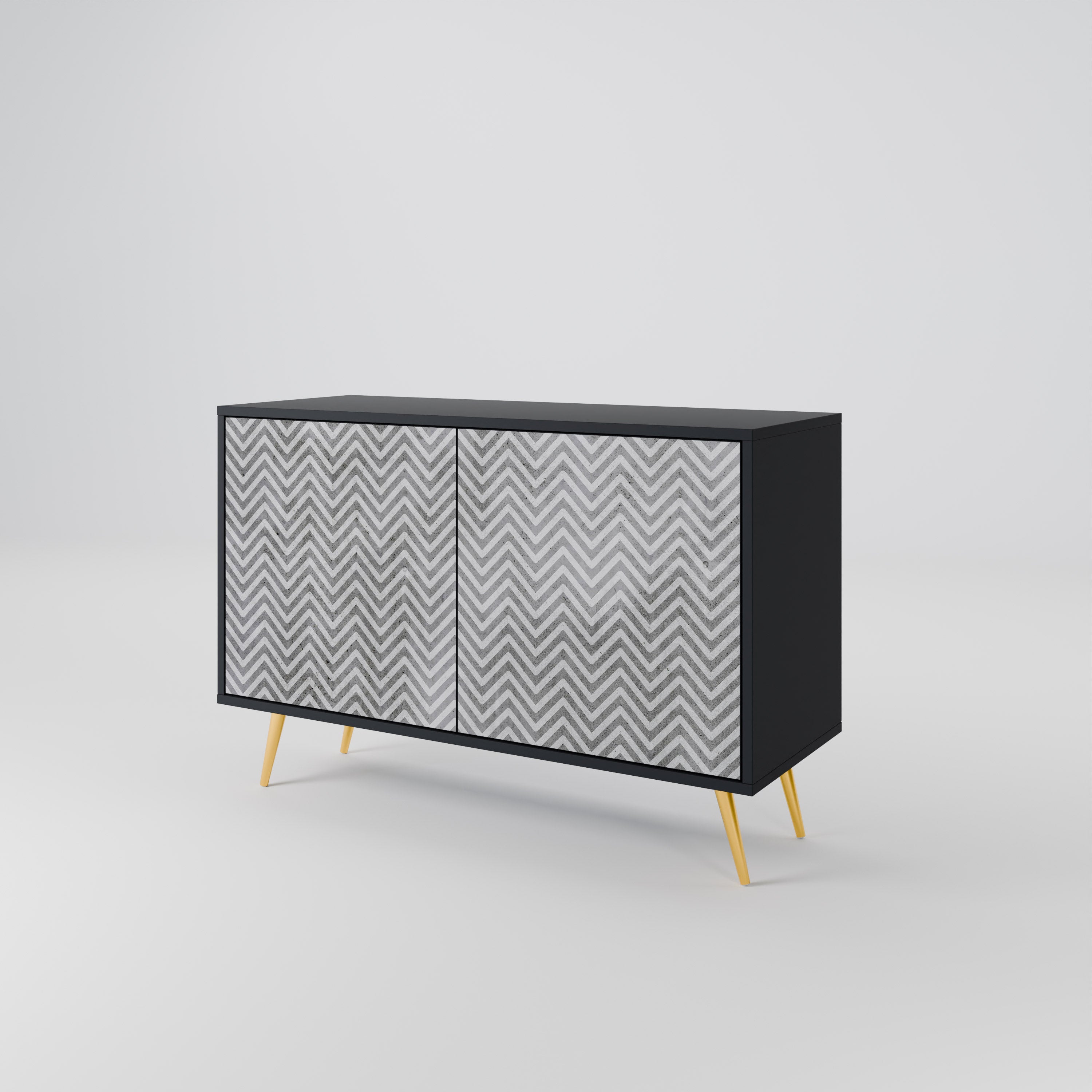 CONCRETE ZIG ZAG Komoda 2-drzwiowa korpus Czarny