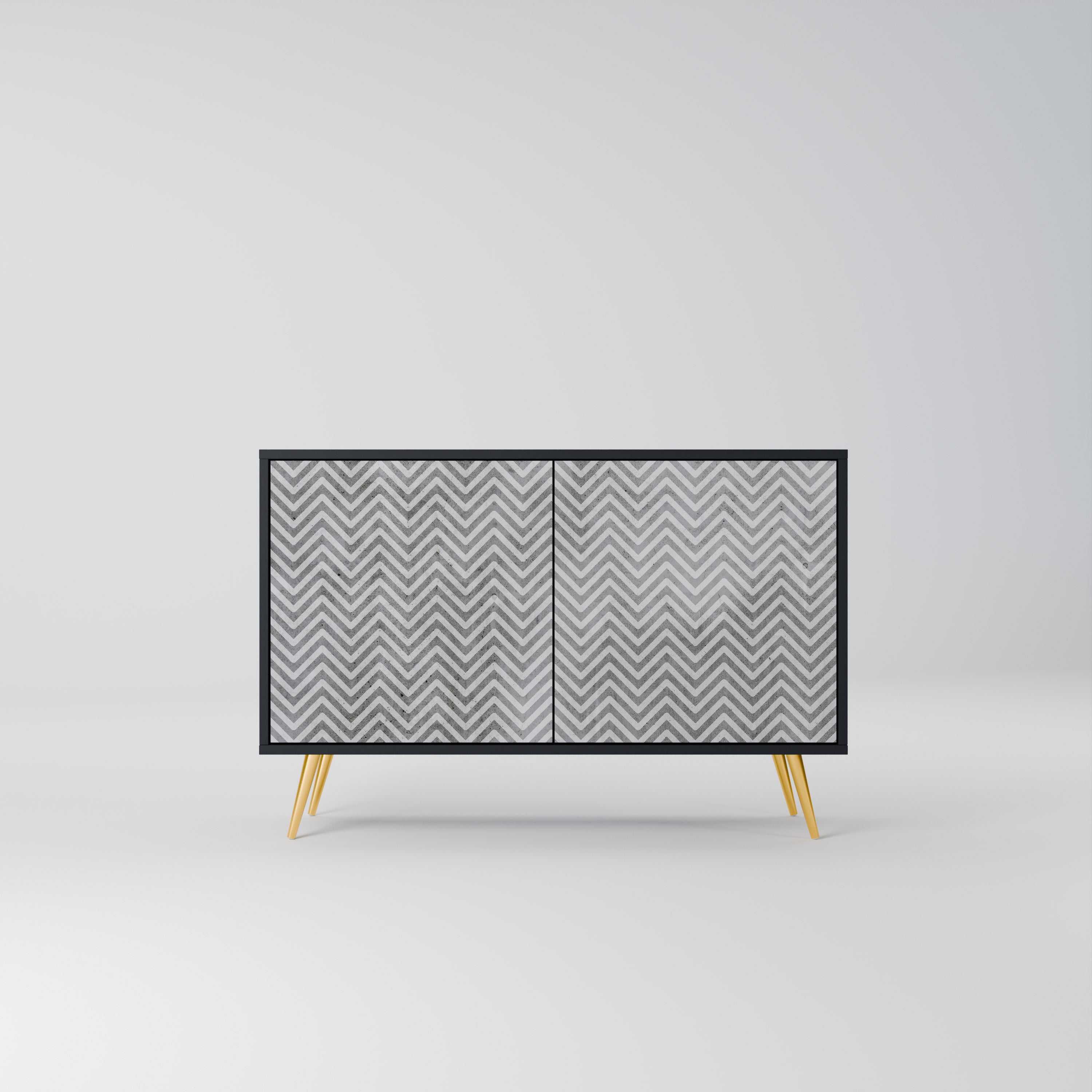 CONCRETE ZIG ZAG Komoda 2-drzwiowa korpus Czarny